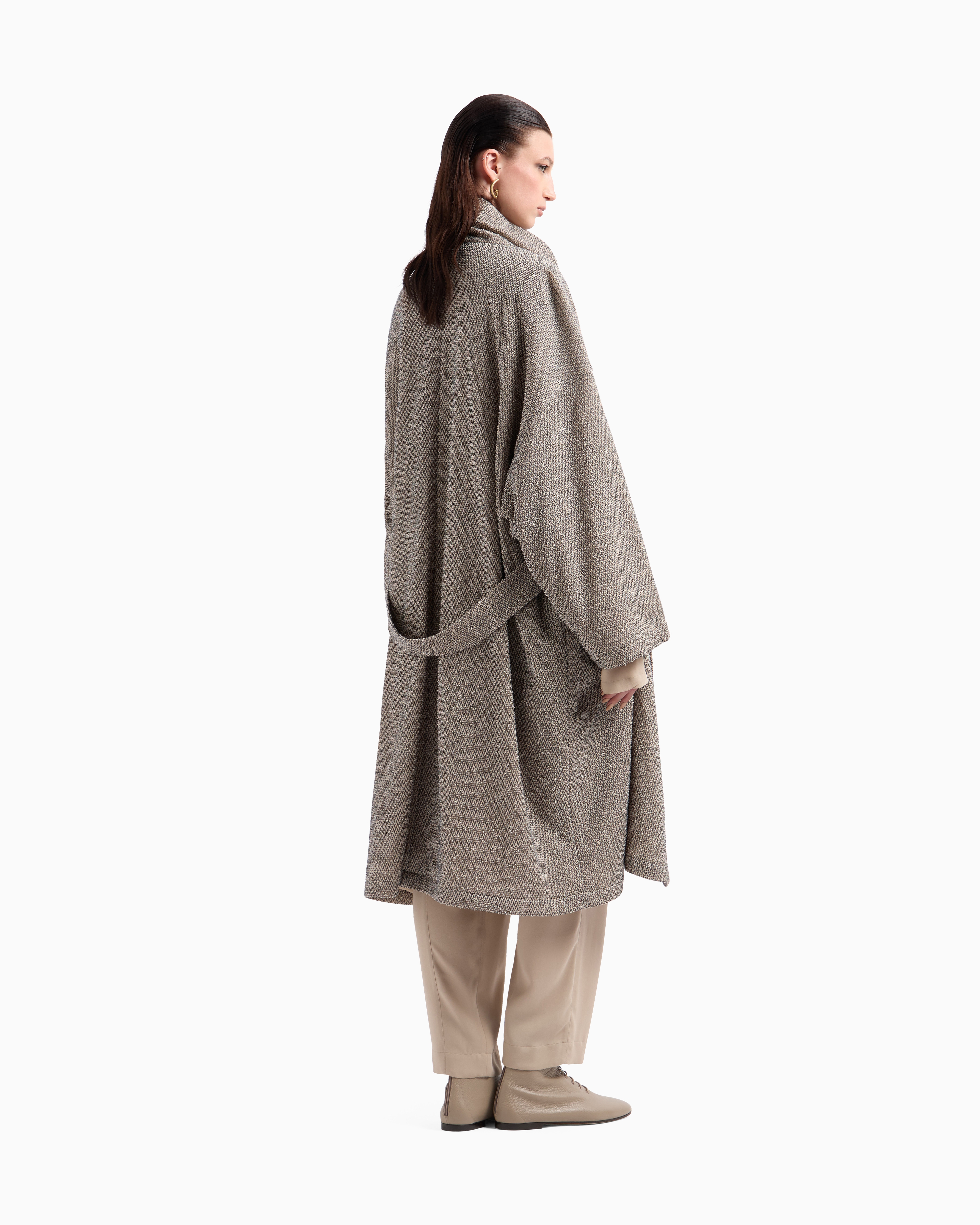 Giorgio Armani Two-tone Cotton Jersey Coat In Grey
