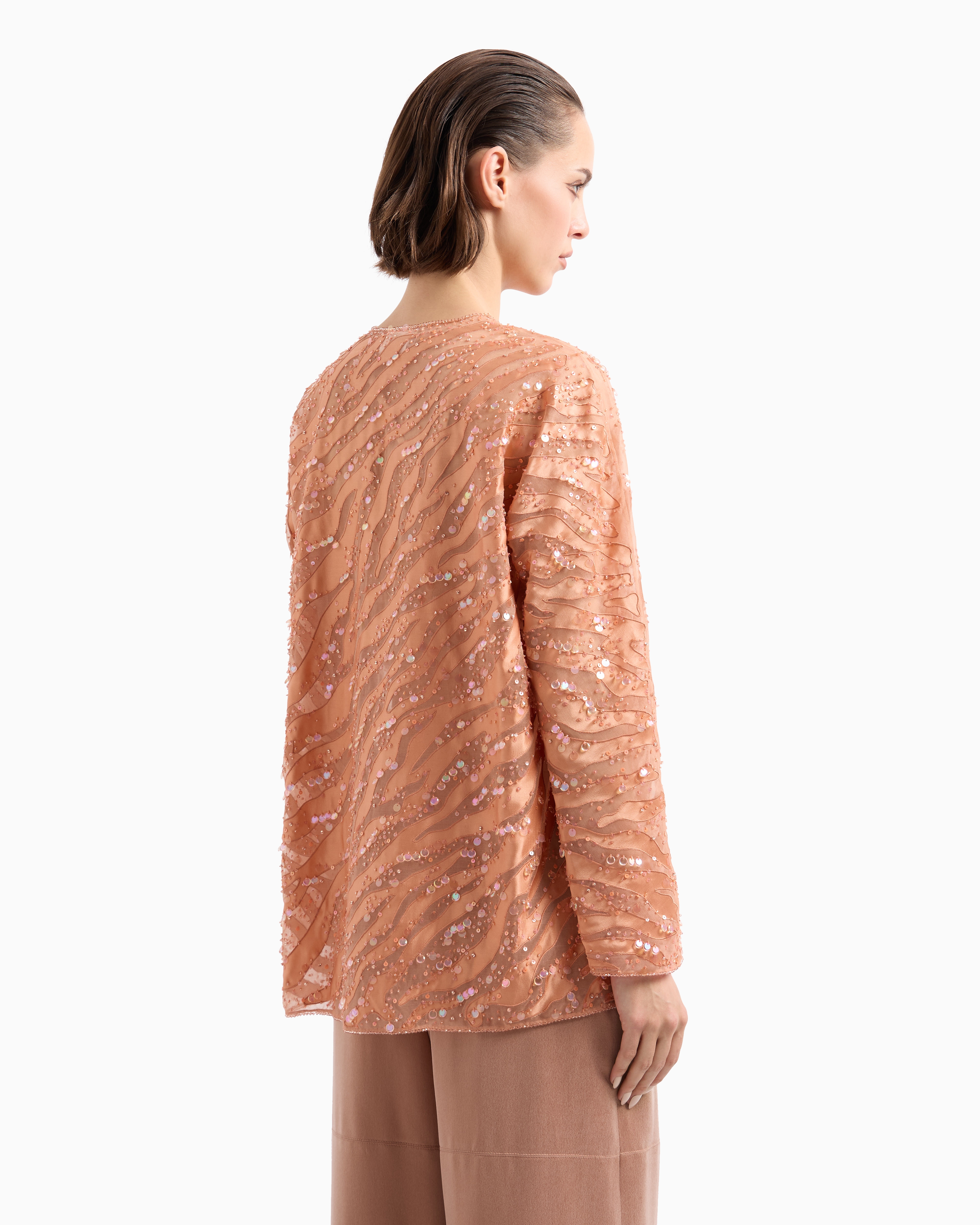 Giorgio Armani Organza Shirt With Animal Skin Motif Embroidery