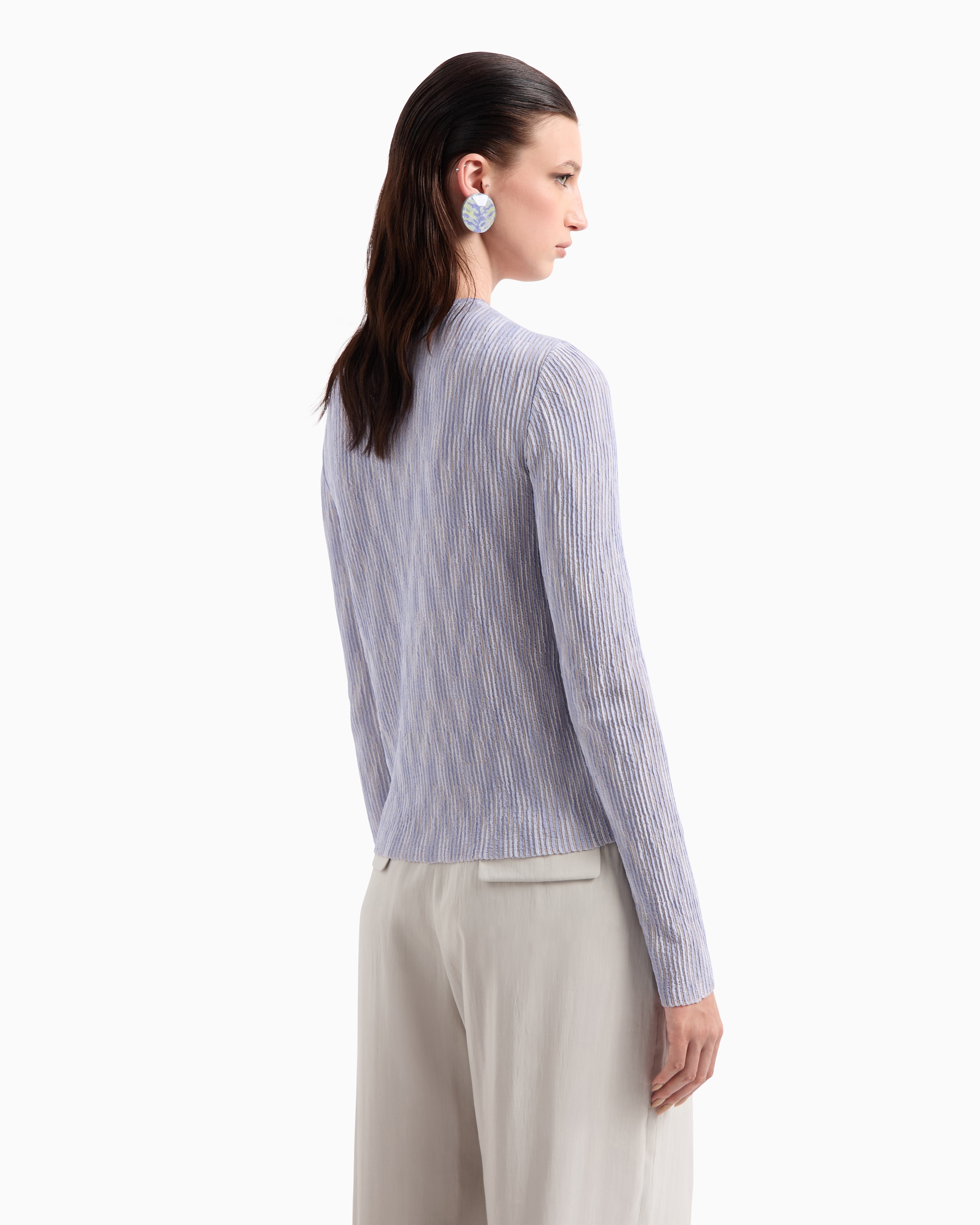 Giorgio Armani Cupro And Viscose Blend Crew-neck Jumper In Blue