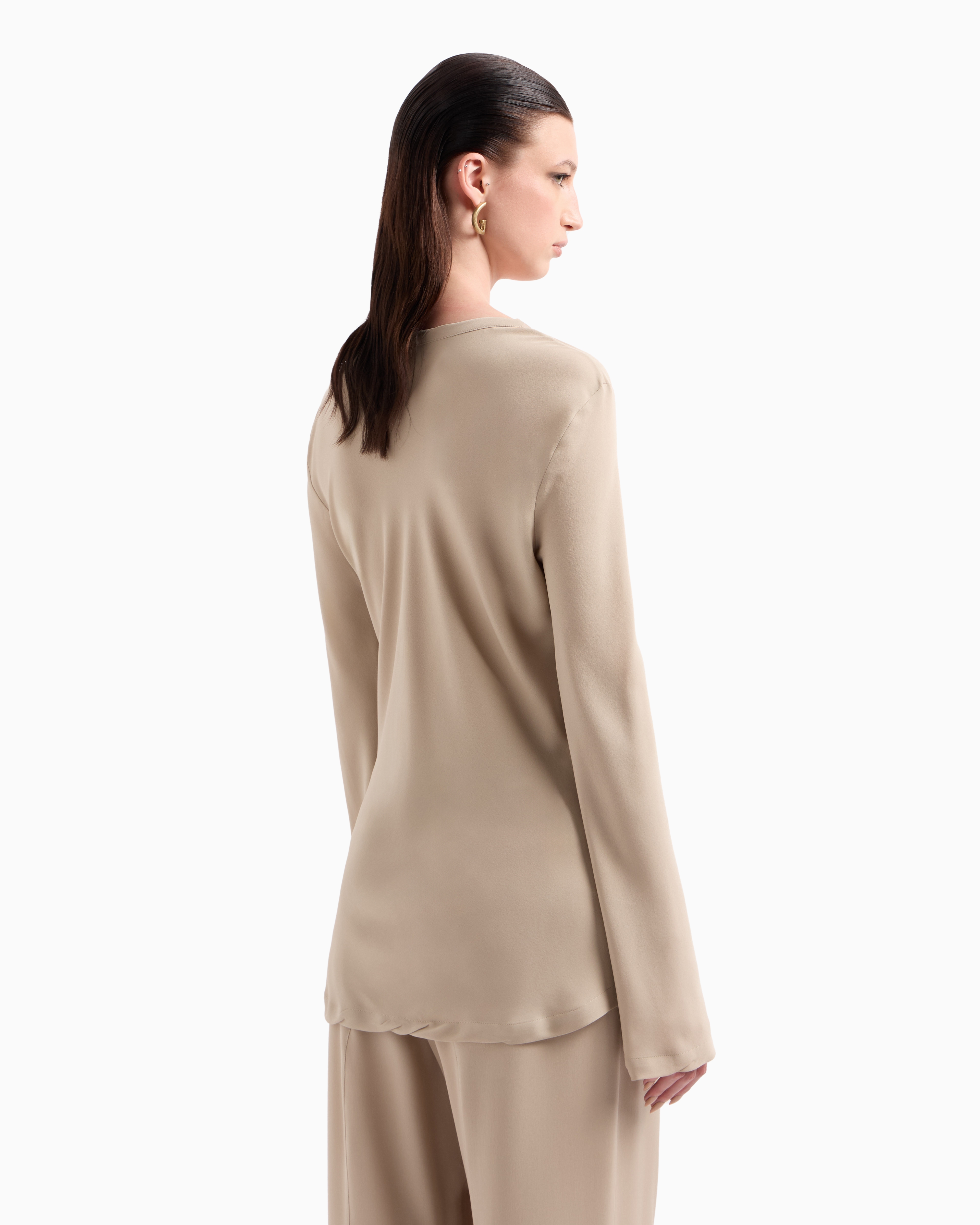 Giorgio Armani Blouse In Triple Silk Georgette In Beige