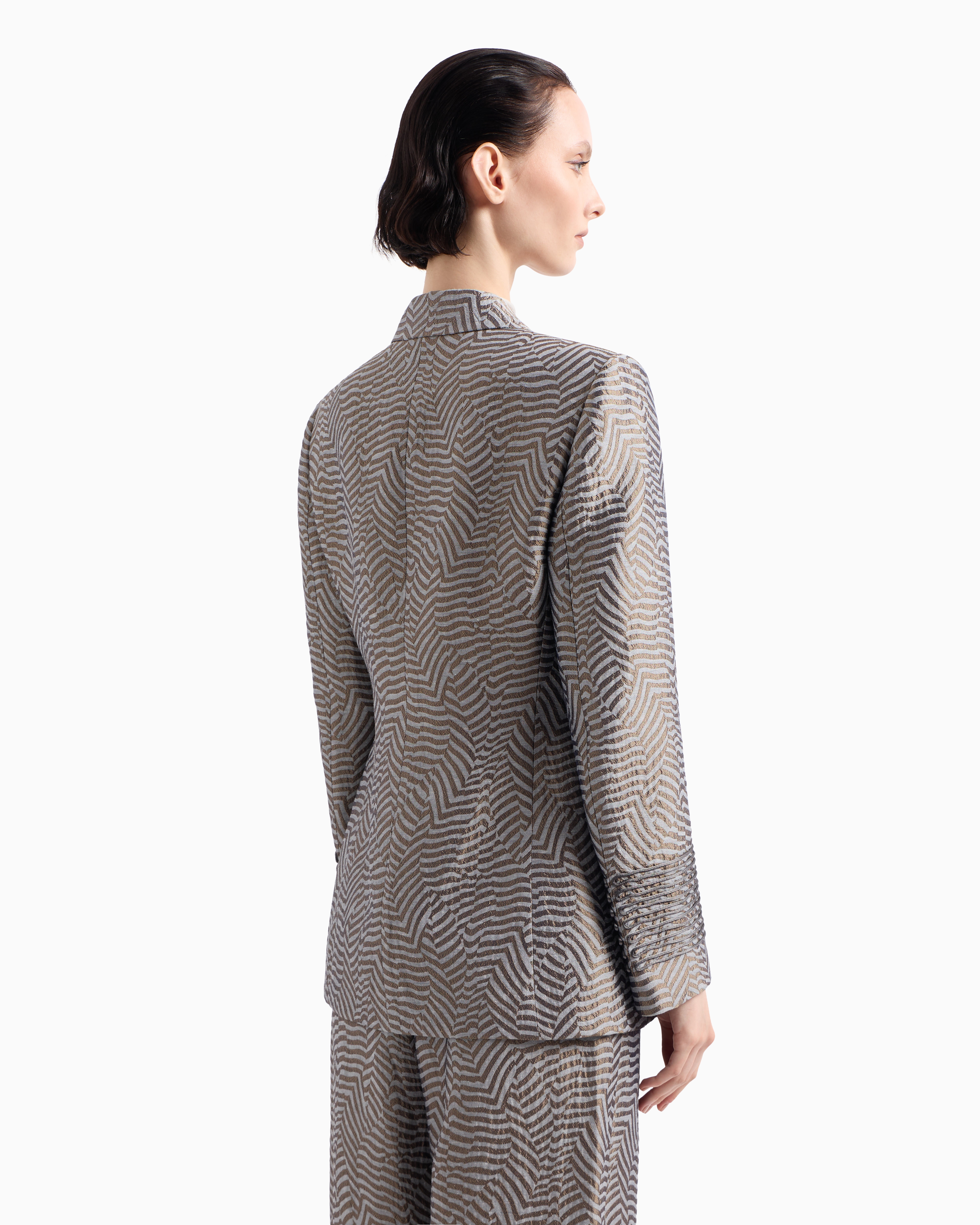 Giorgio Armani Embroidered Striped Blazer In Patterned