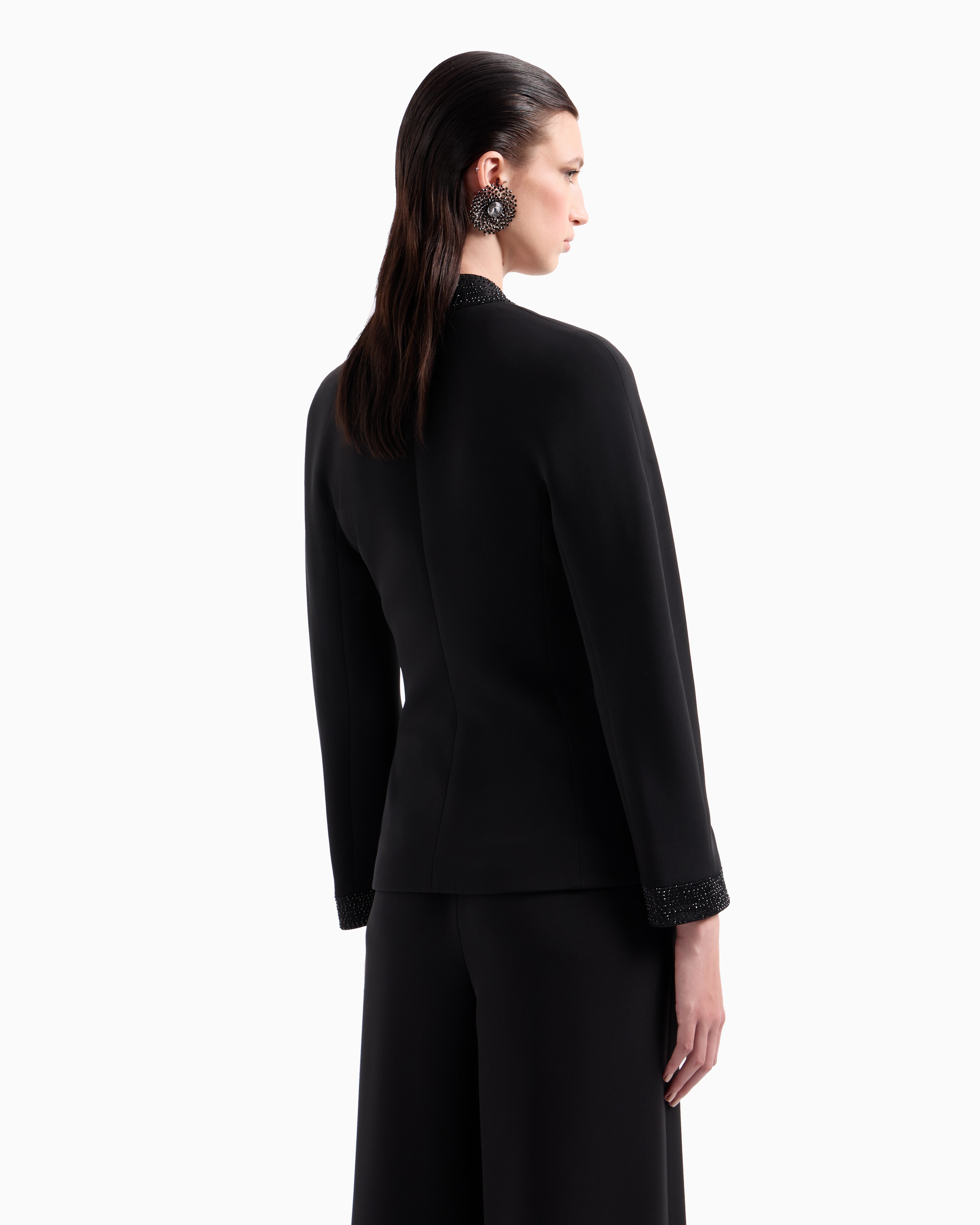 Giorgio Armani Single-breasted Jacket In Silk Cady With Applied Crystals