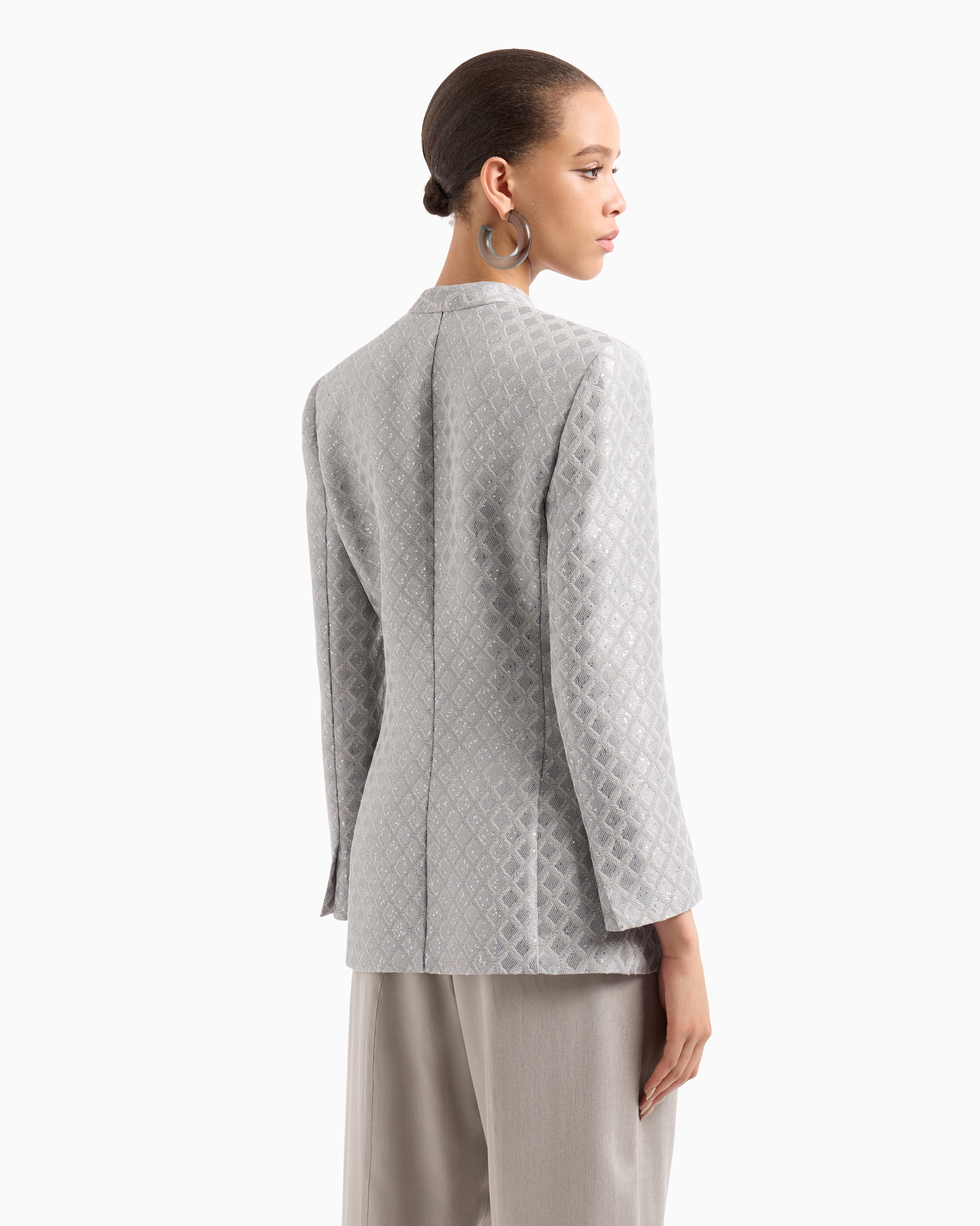 Giorgio Armani Women's Giacca Jacquard Geometria Micropaillettes In Gray