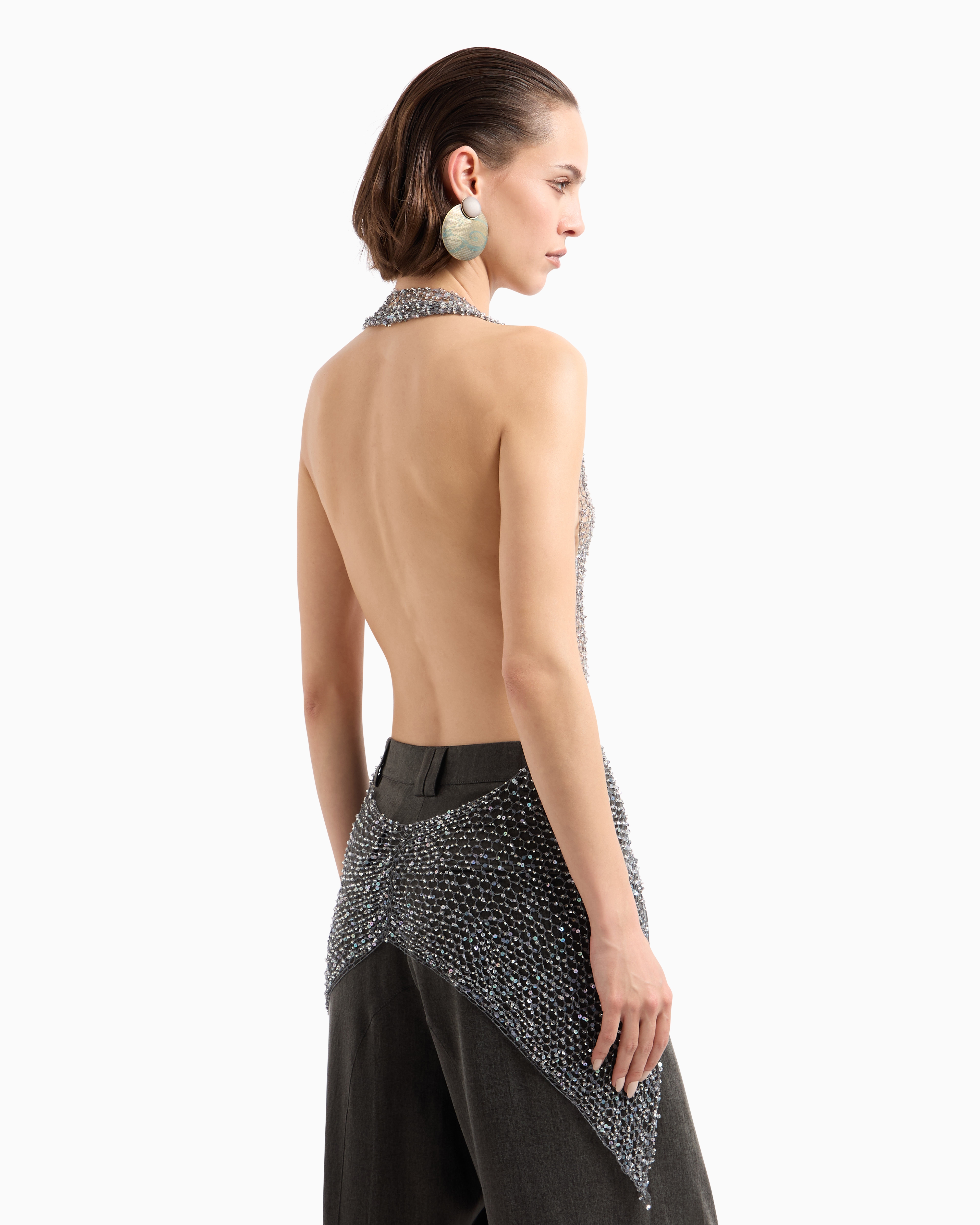 Giorgio Armani Mesh Top With Bead Embroidery