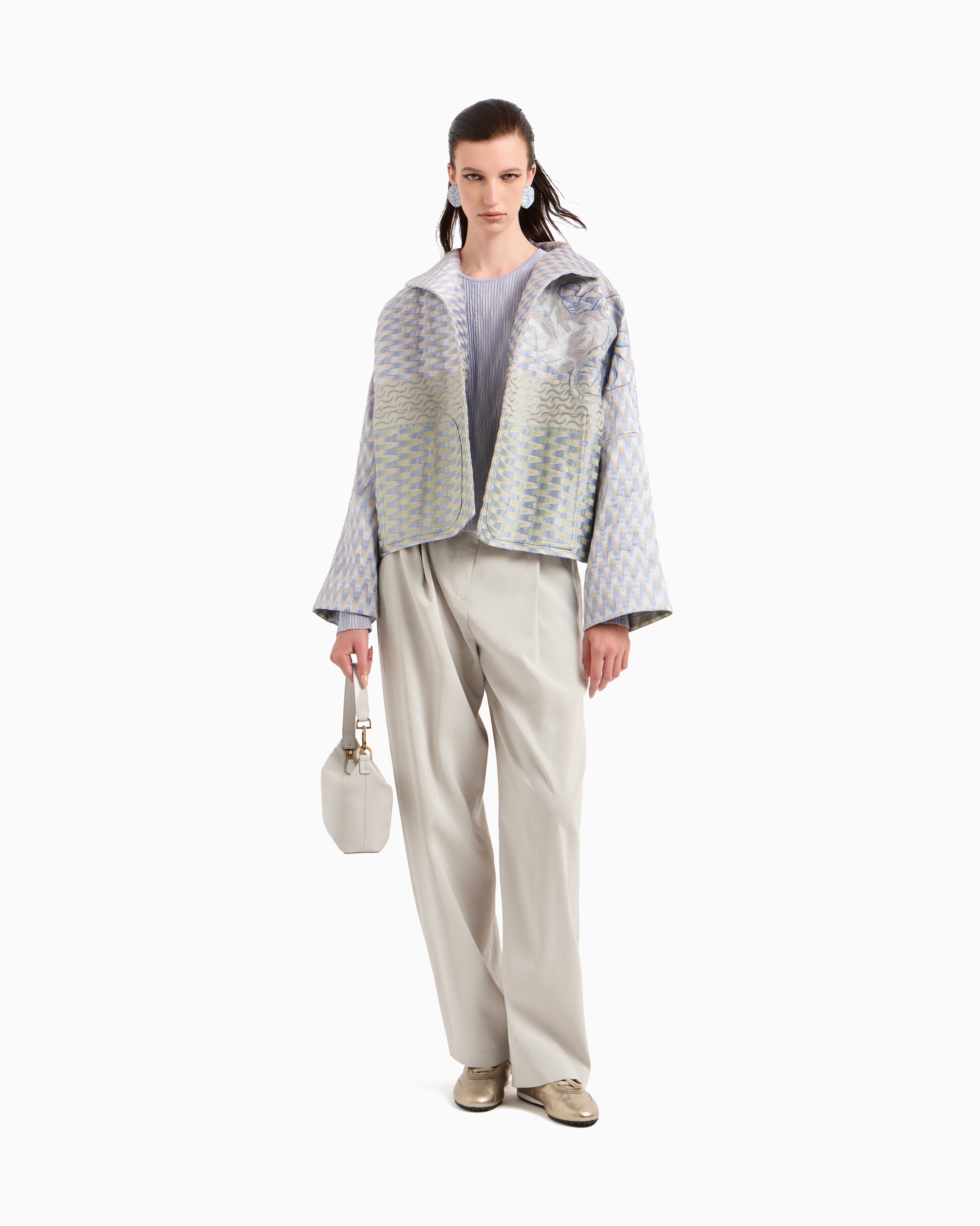 Giorgio Armani Washed Silk Single-dart Trousers In Grey