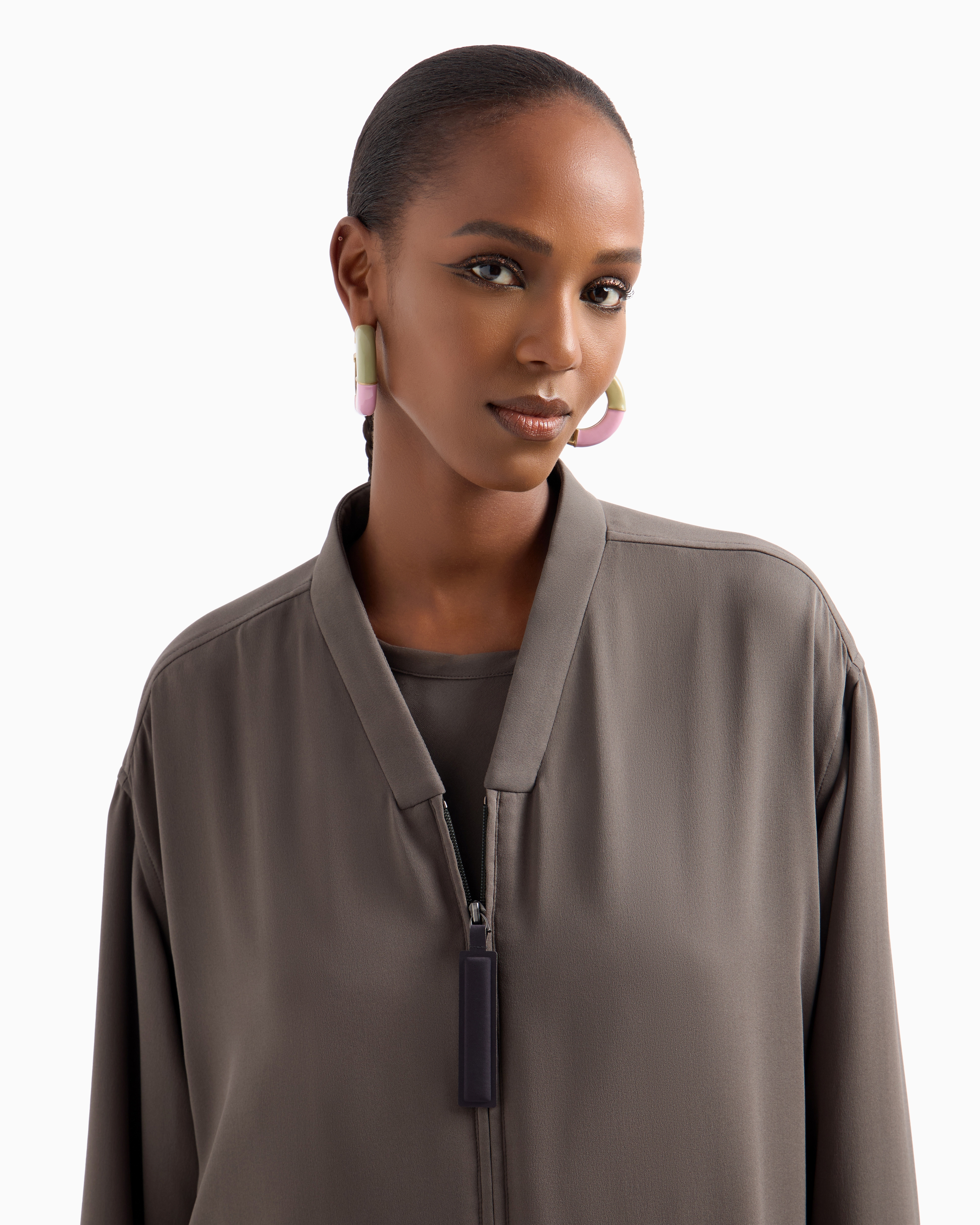 Giorgio Armani Triple Silk Georgette Pea Coat