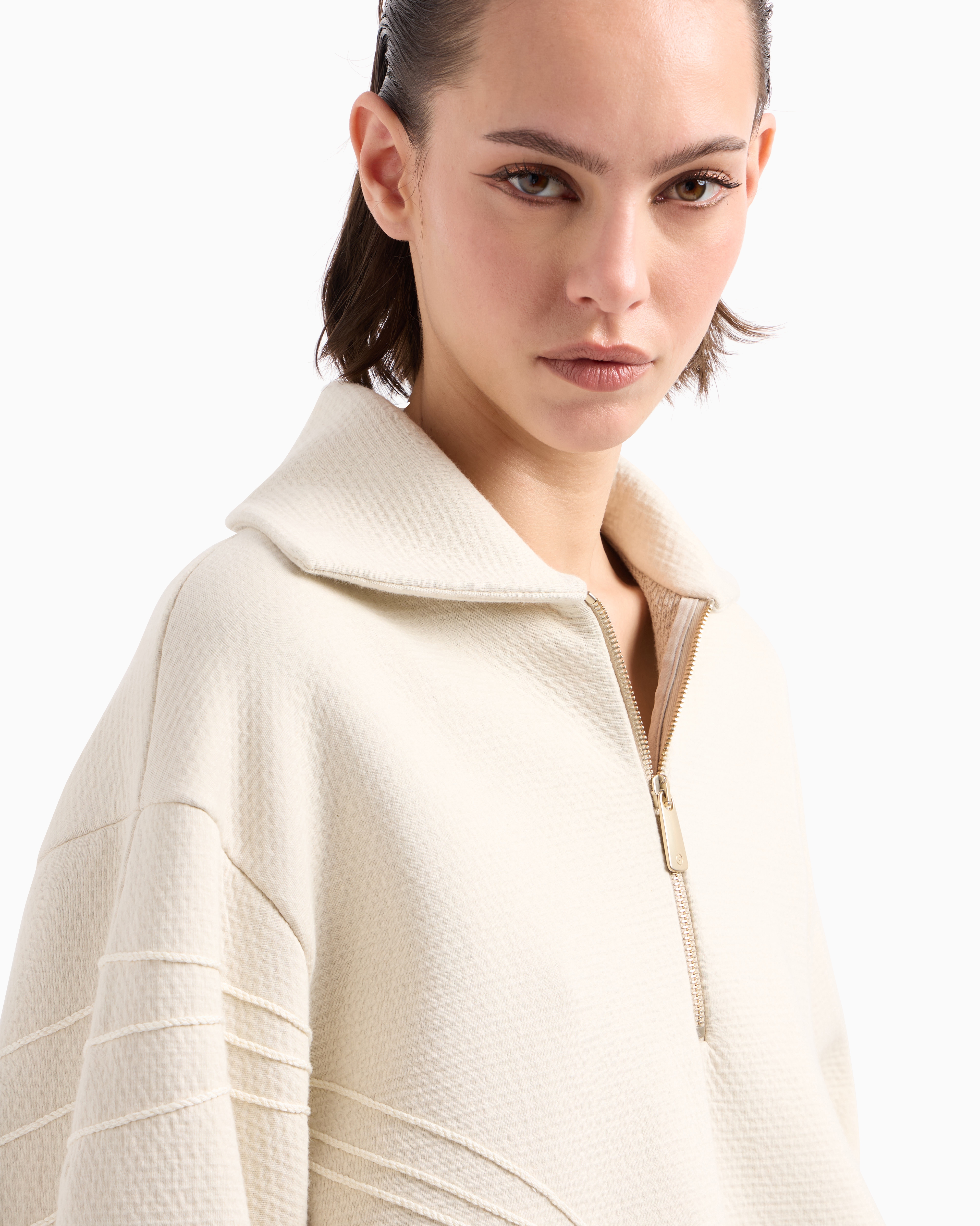 Giorgio Armani Cotton And Linen-blend Jersey Sweatshirt In White