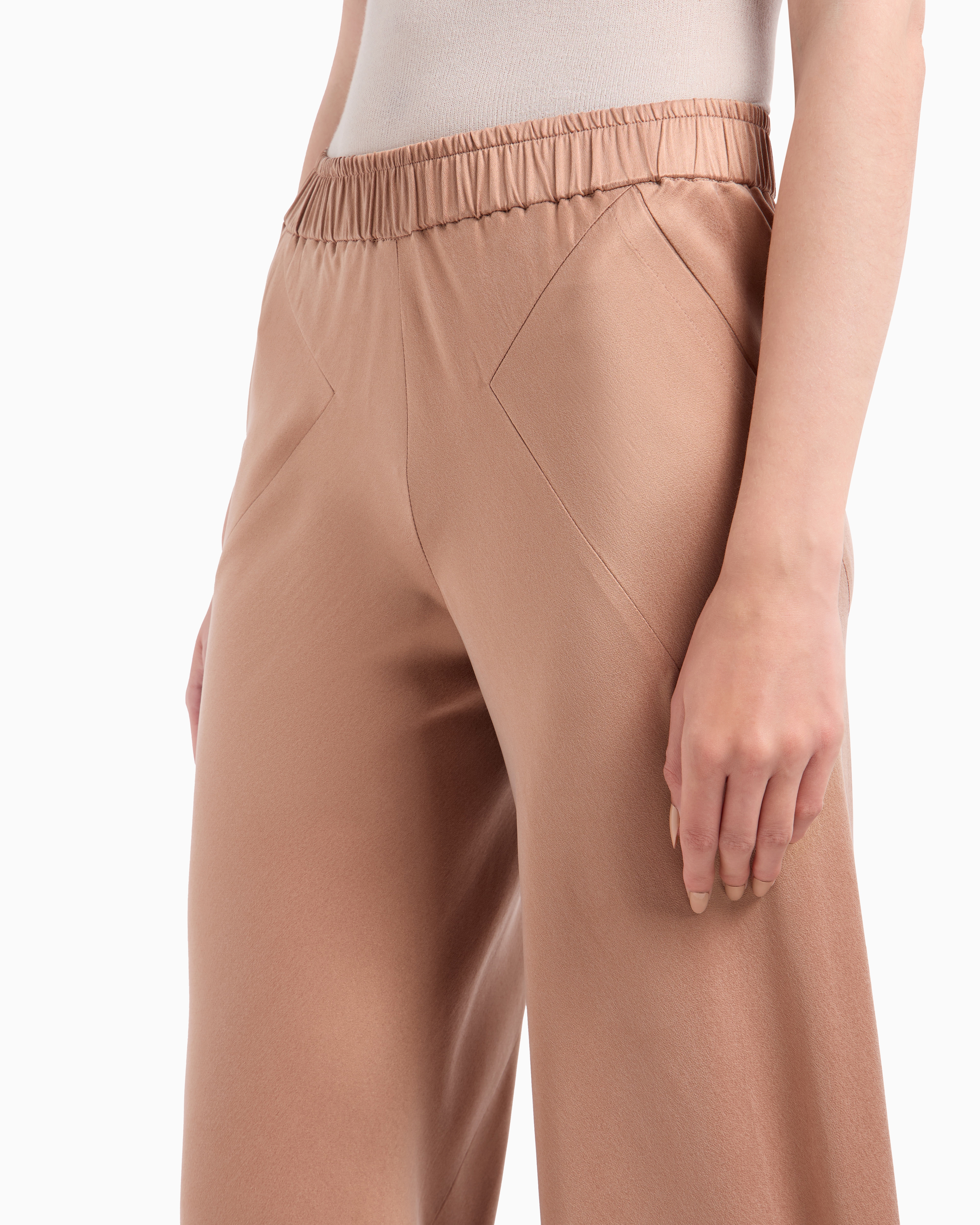 Giorgio Armani Washed Viscose And Silk Flared Trousers In Orange