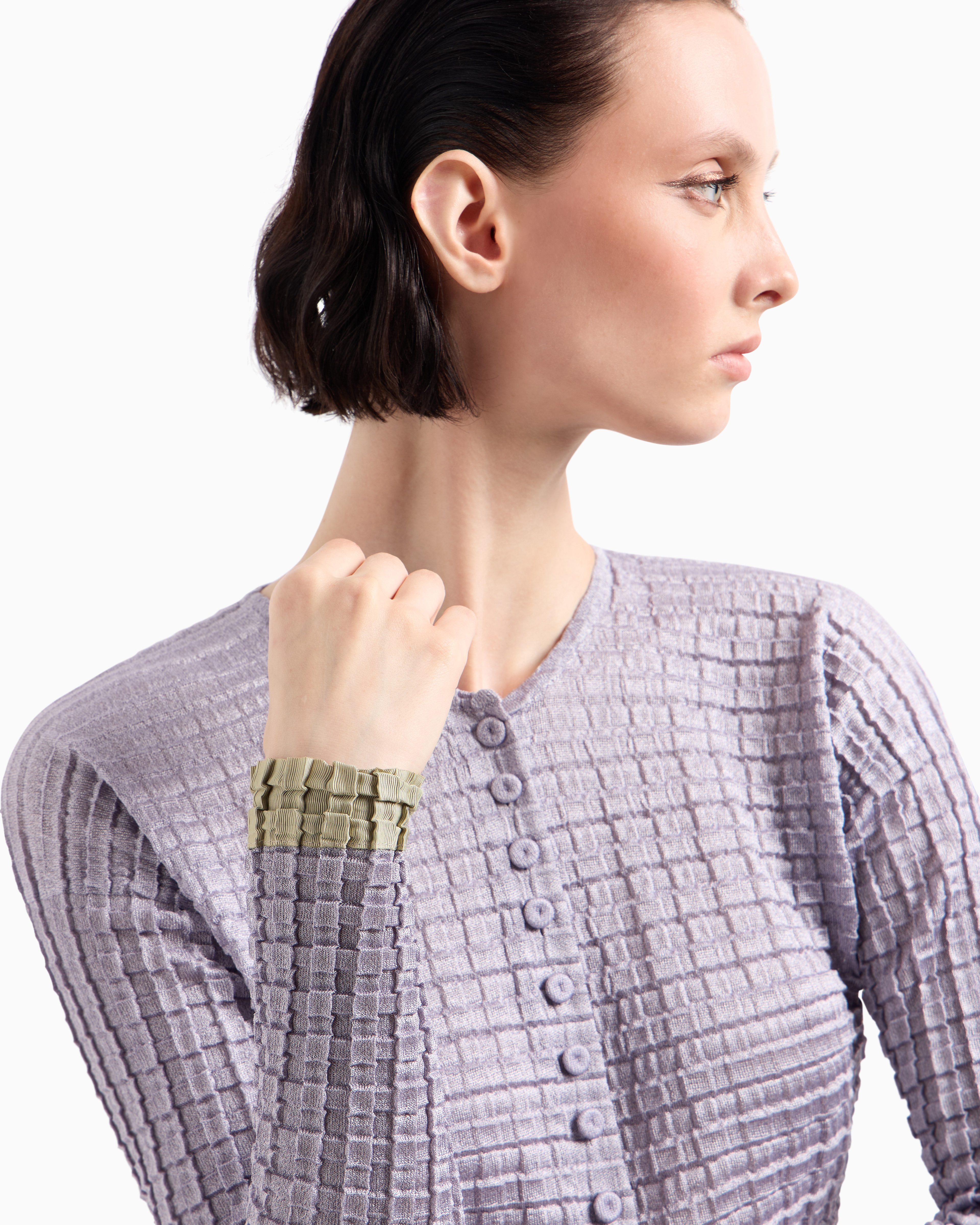 Giorgio Armani Pleated Jersey Long Cardigan
