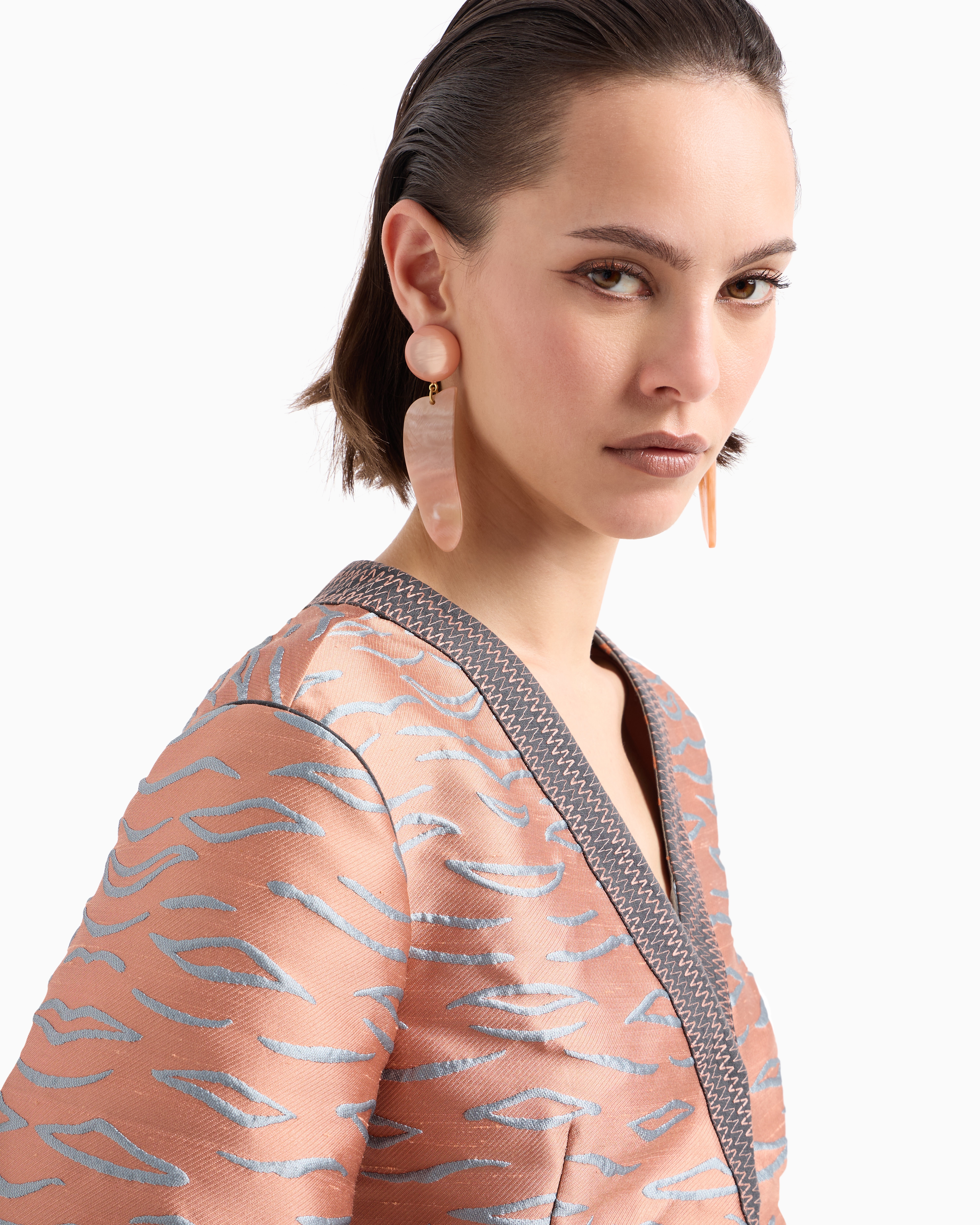 Giorgio Armani Short Jacket In A Jacquard Silk Blend