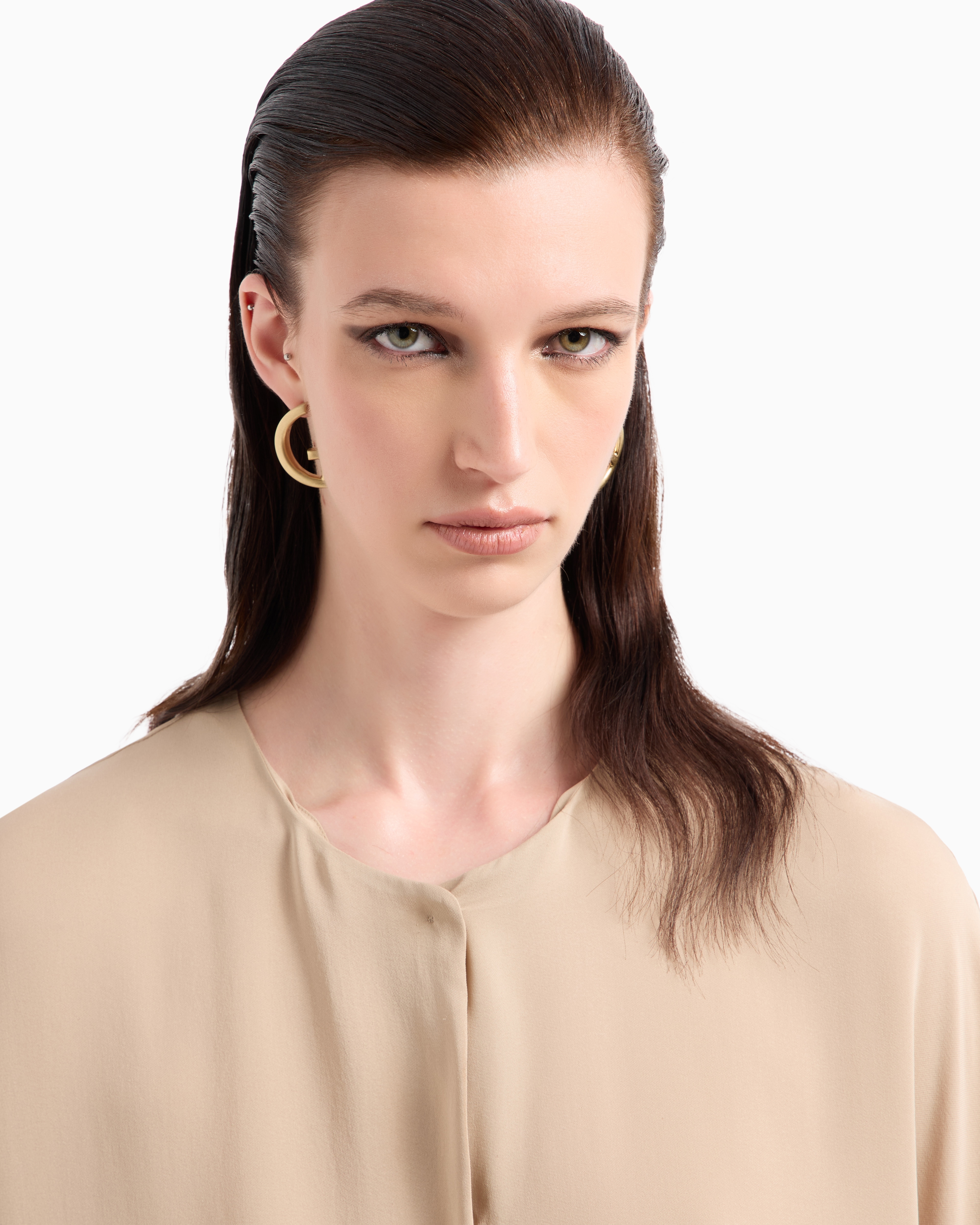 Giorgio Armani Washed Silk Double-georgette Shirt In Brown