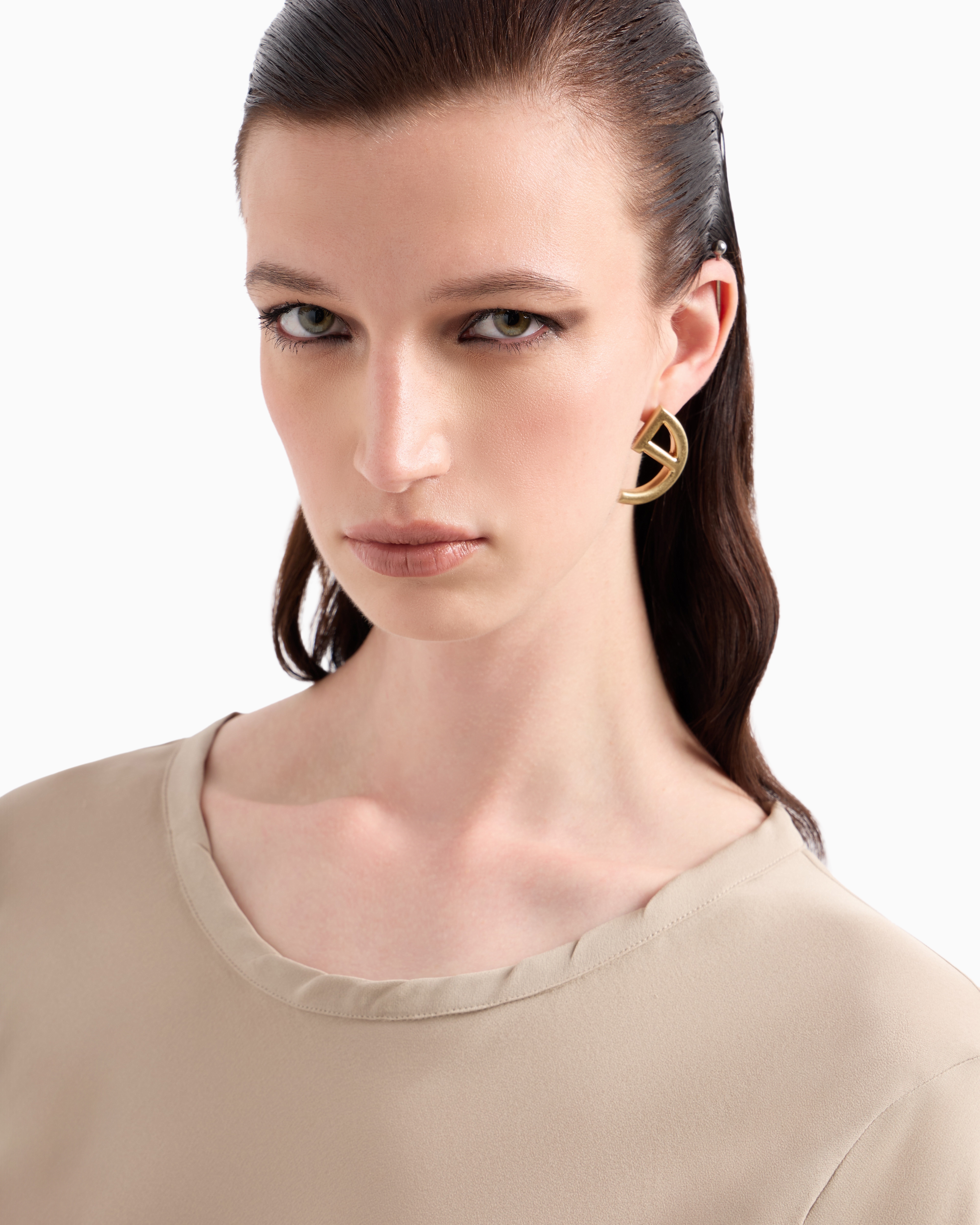 Giorgio Armani Blouse In Triple Silk Georgette In Beige