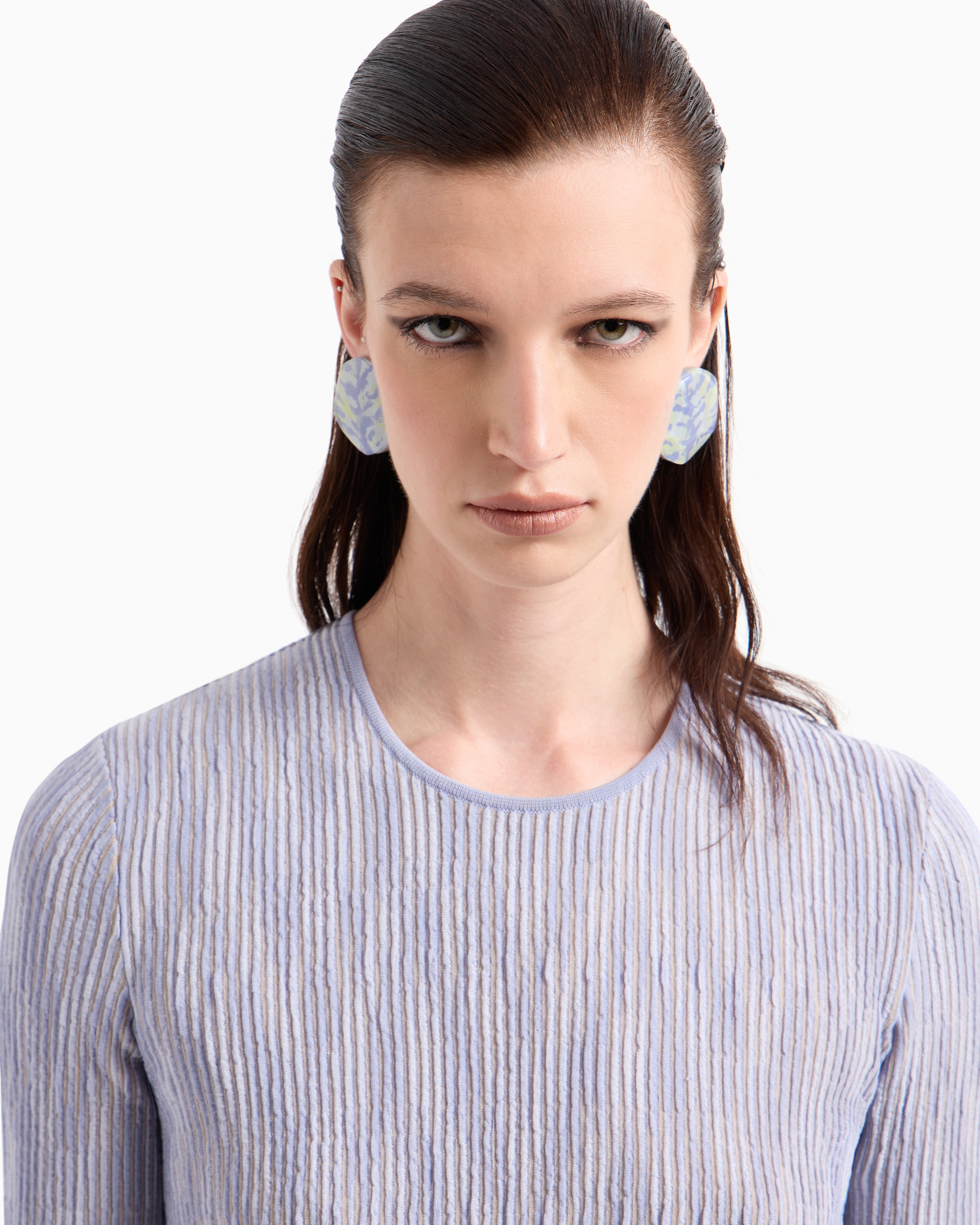 Giorgio Armani Cupro And Viscose Blend Crew-neck Jumper In Blue