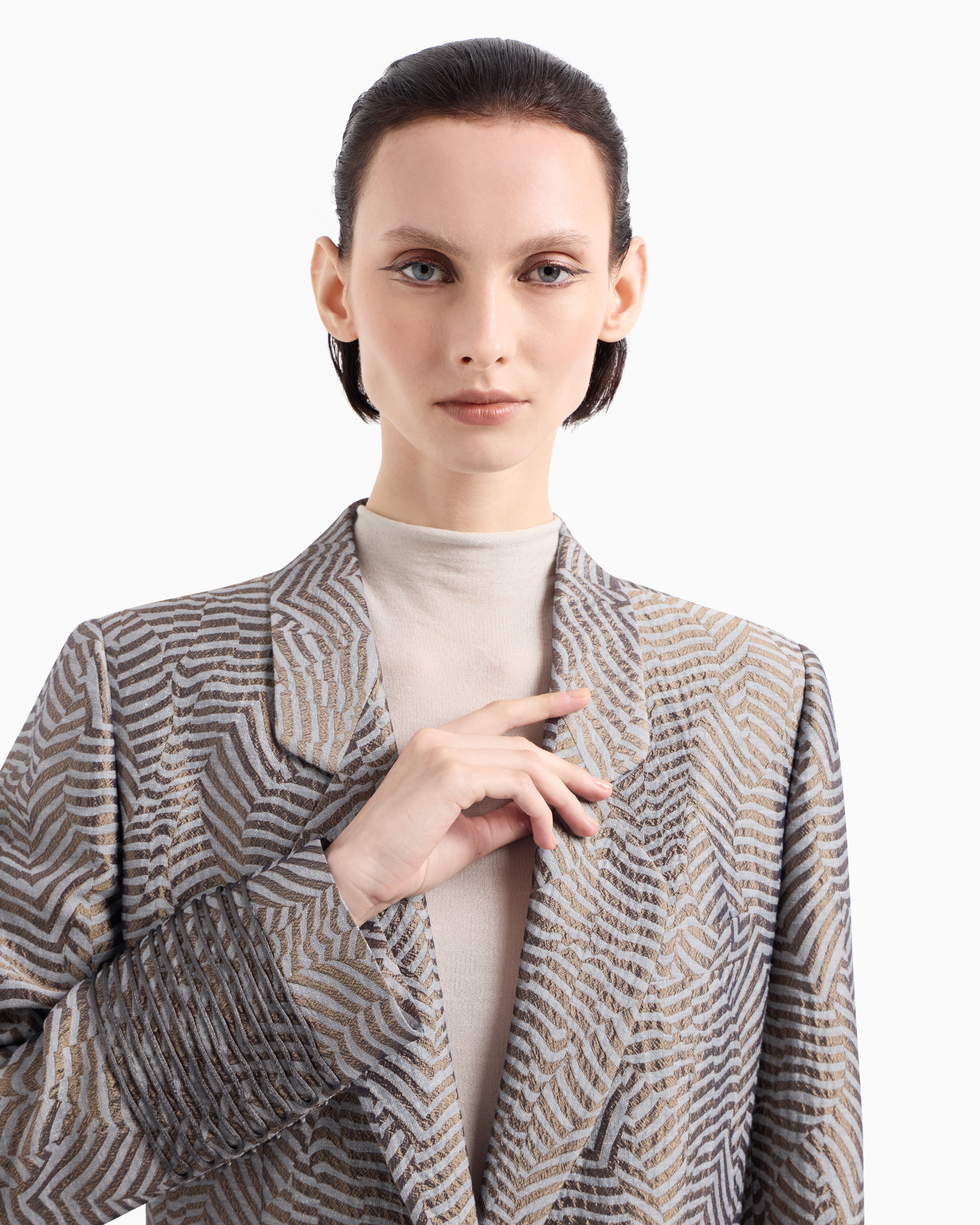 Giorgio Armani Embroidered Striped Blazer In Patterned