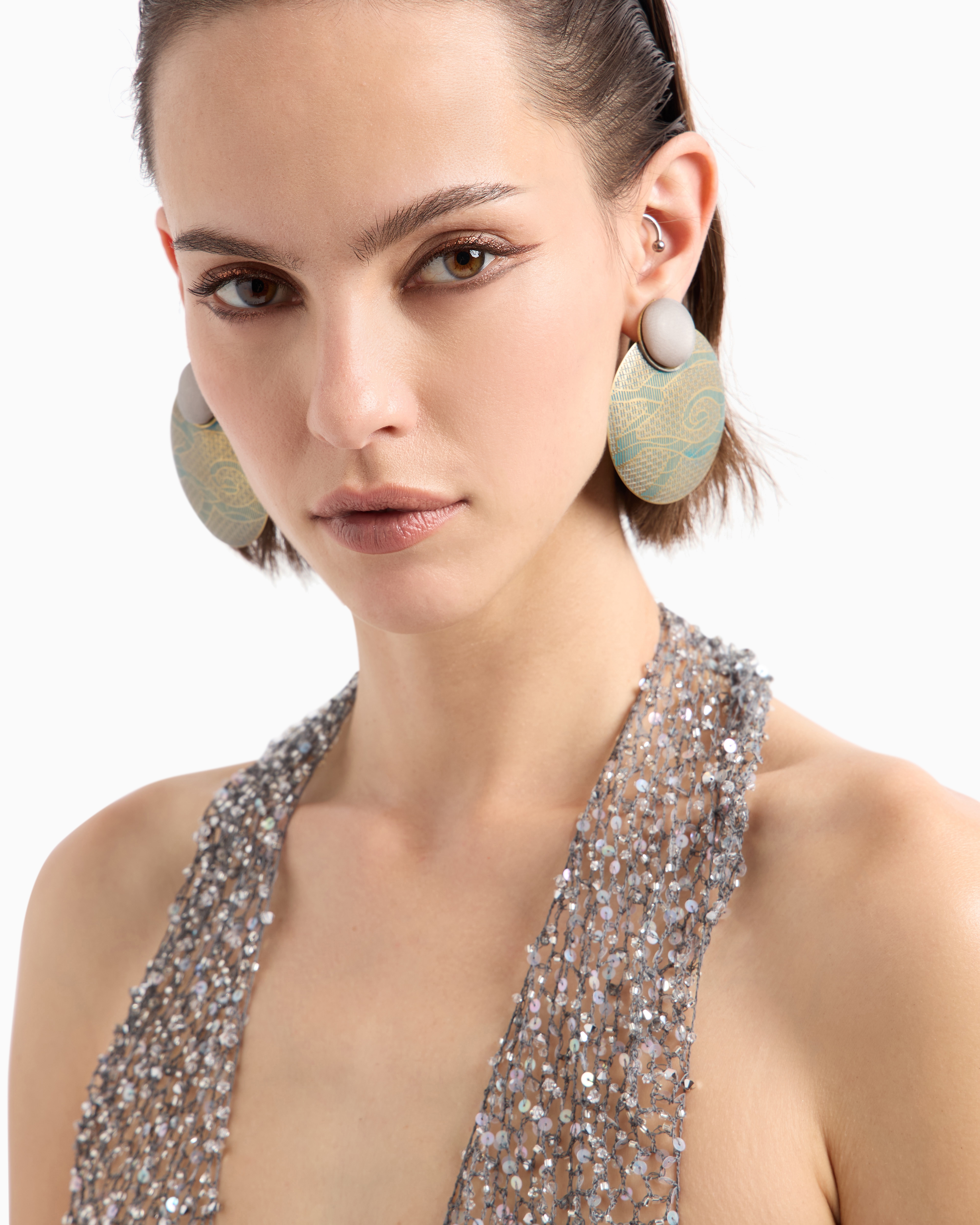 Giorgio Armani Mesh Top With Bead Embroidery