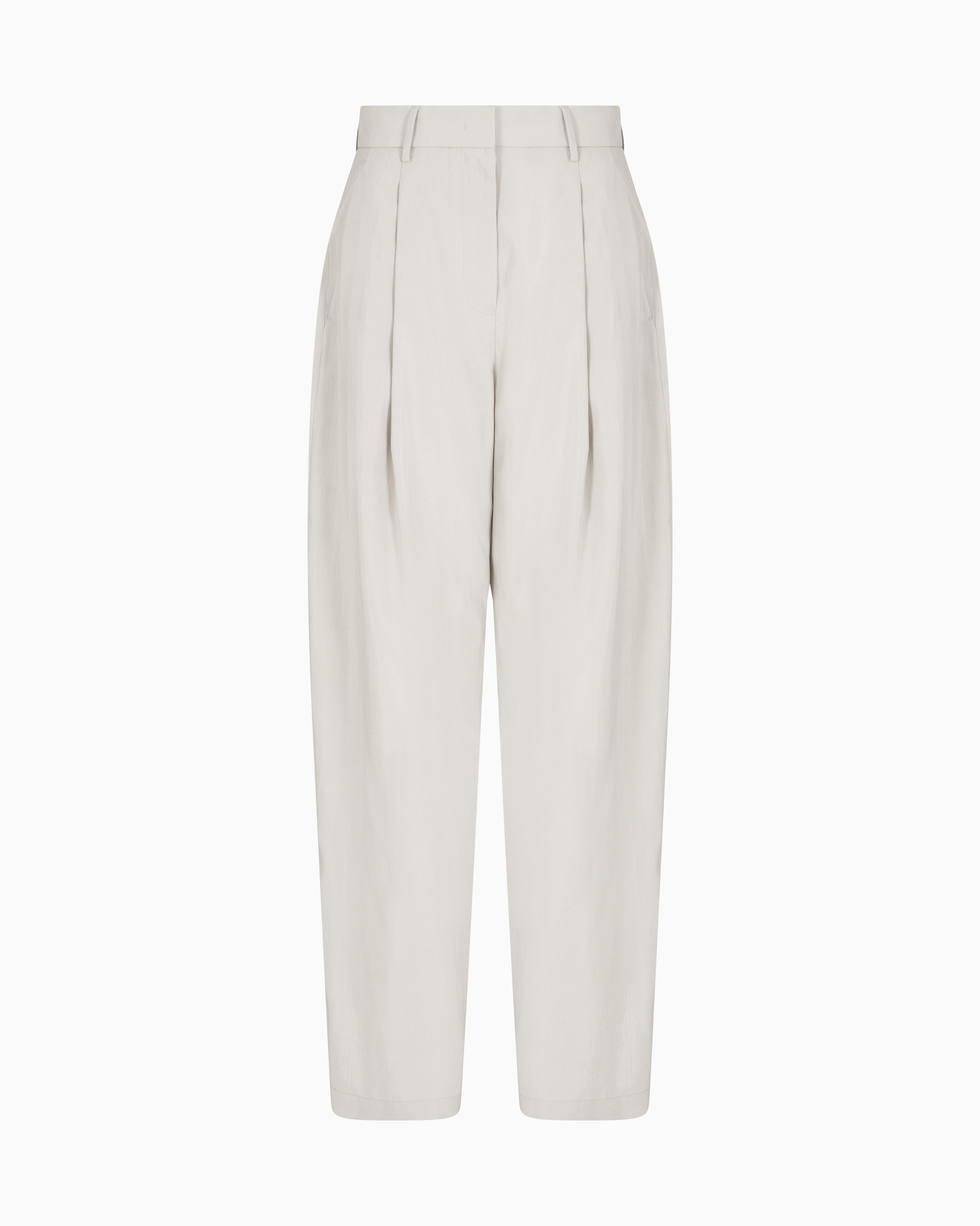 Giorgio Armani Washed Silk Single-dart Trousers In Grey