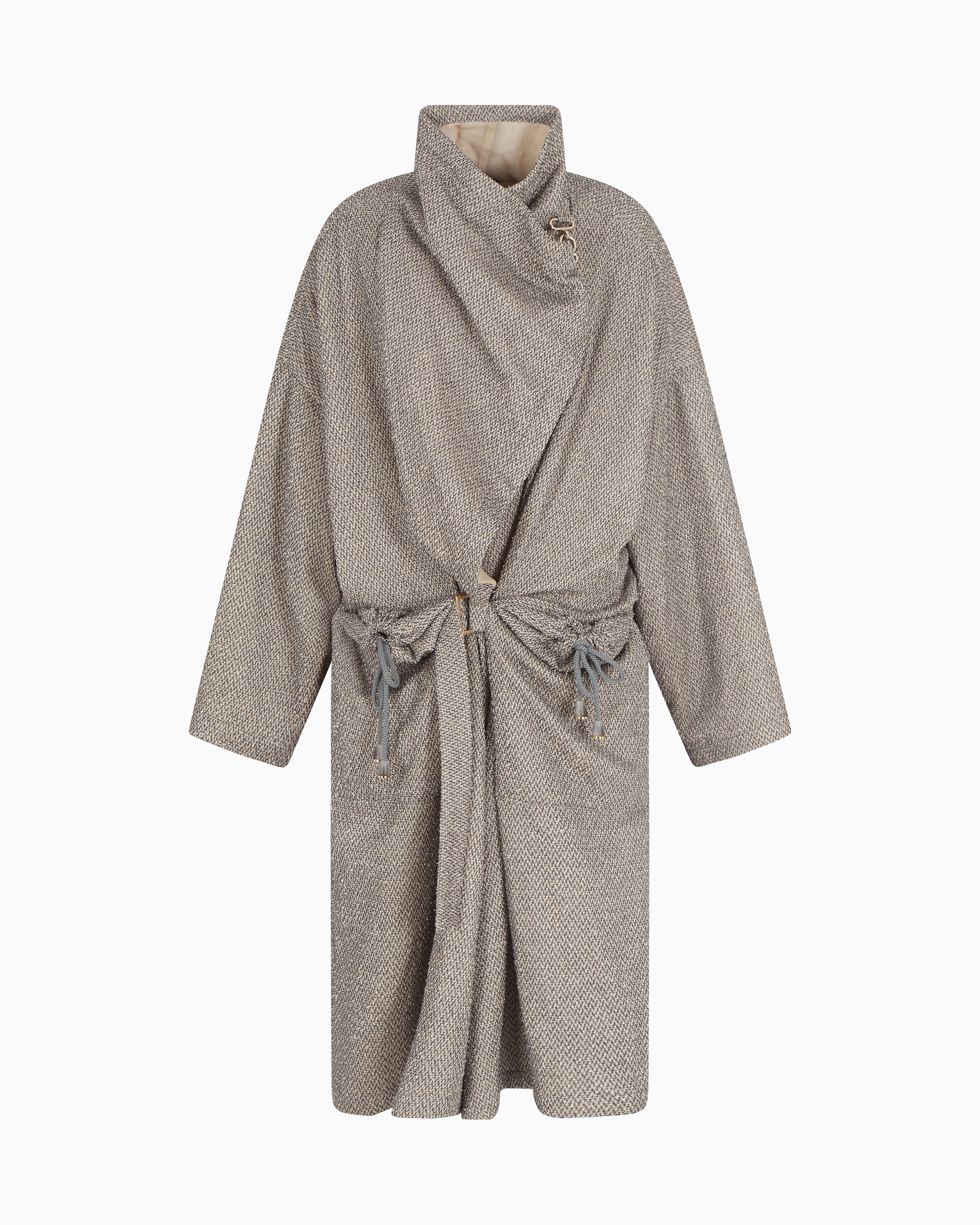 Giorgio Armani Two-tone Cotton Jersey Coat In Grey