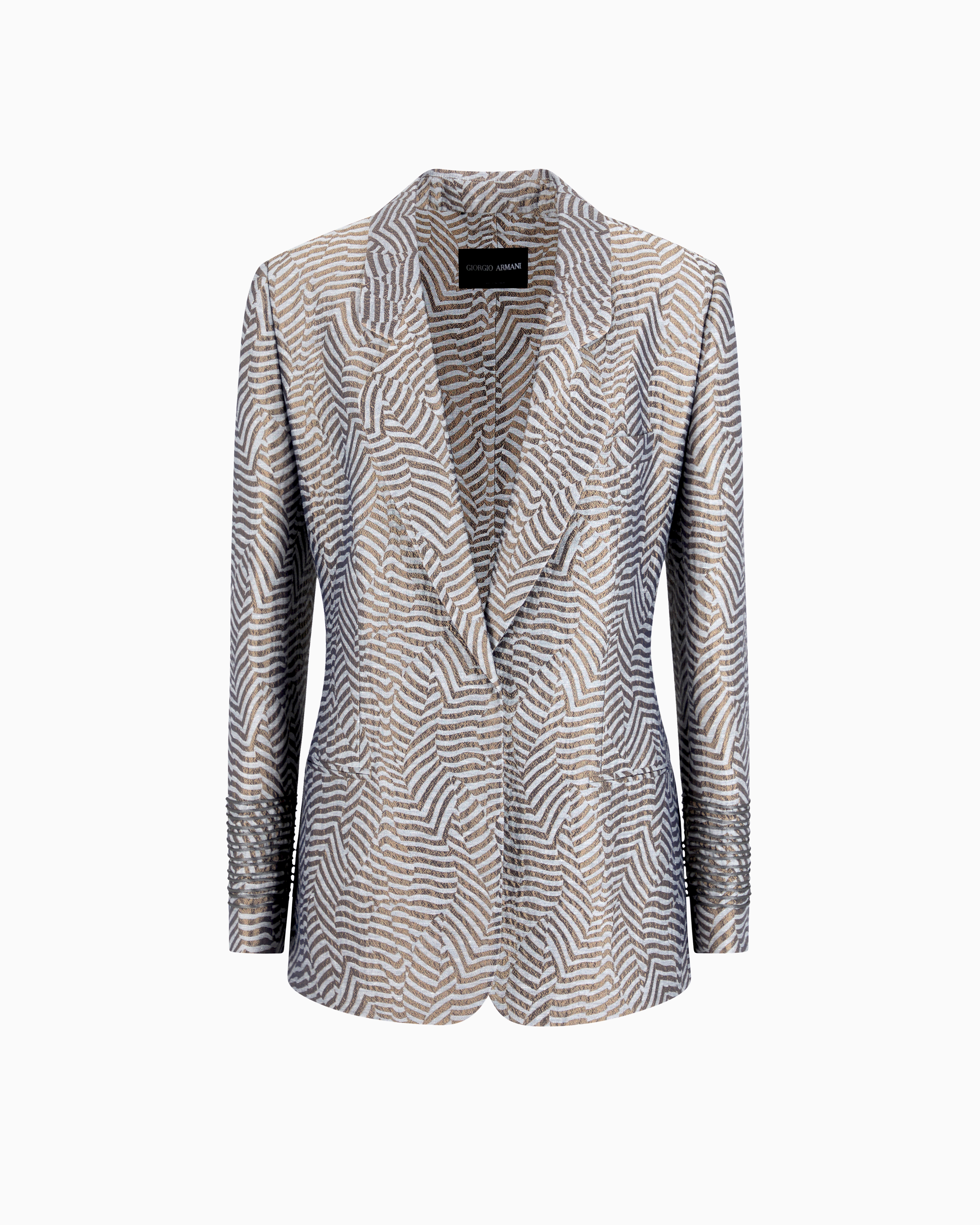Giorgio Armani Embroidered Striped Blazer In Patterned