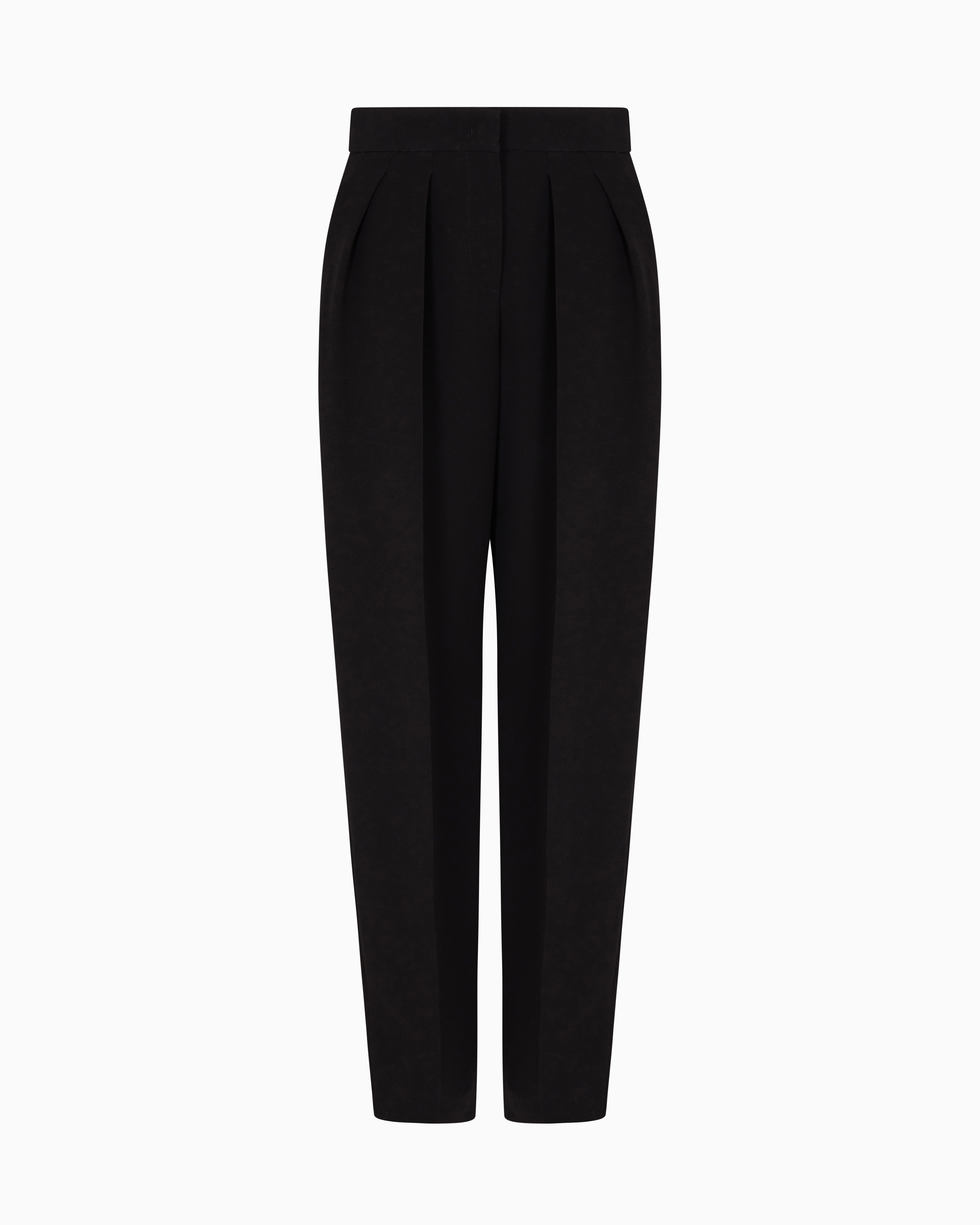 Giorgio Armani Silk Cady Trousers With Pleats In Black
