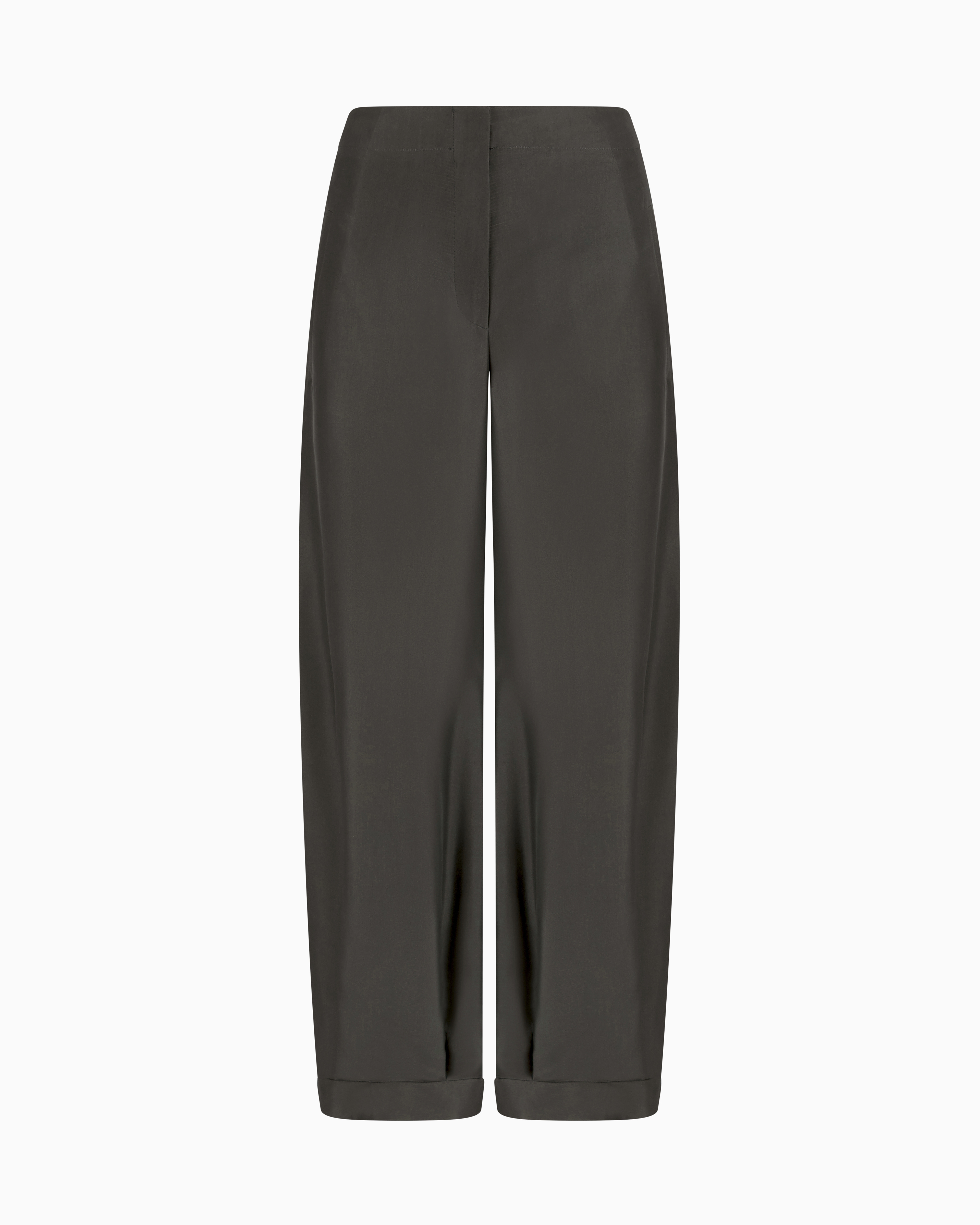 Giorgio Armani Wide-leg Trousers In Checked Brushed Linen In Green