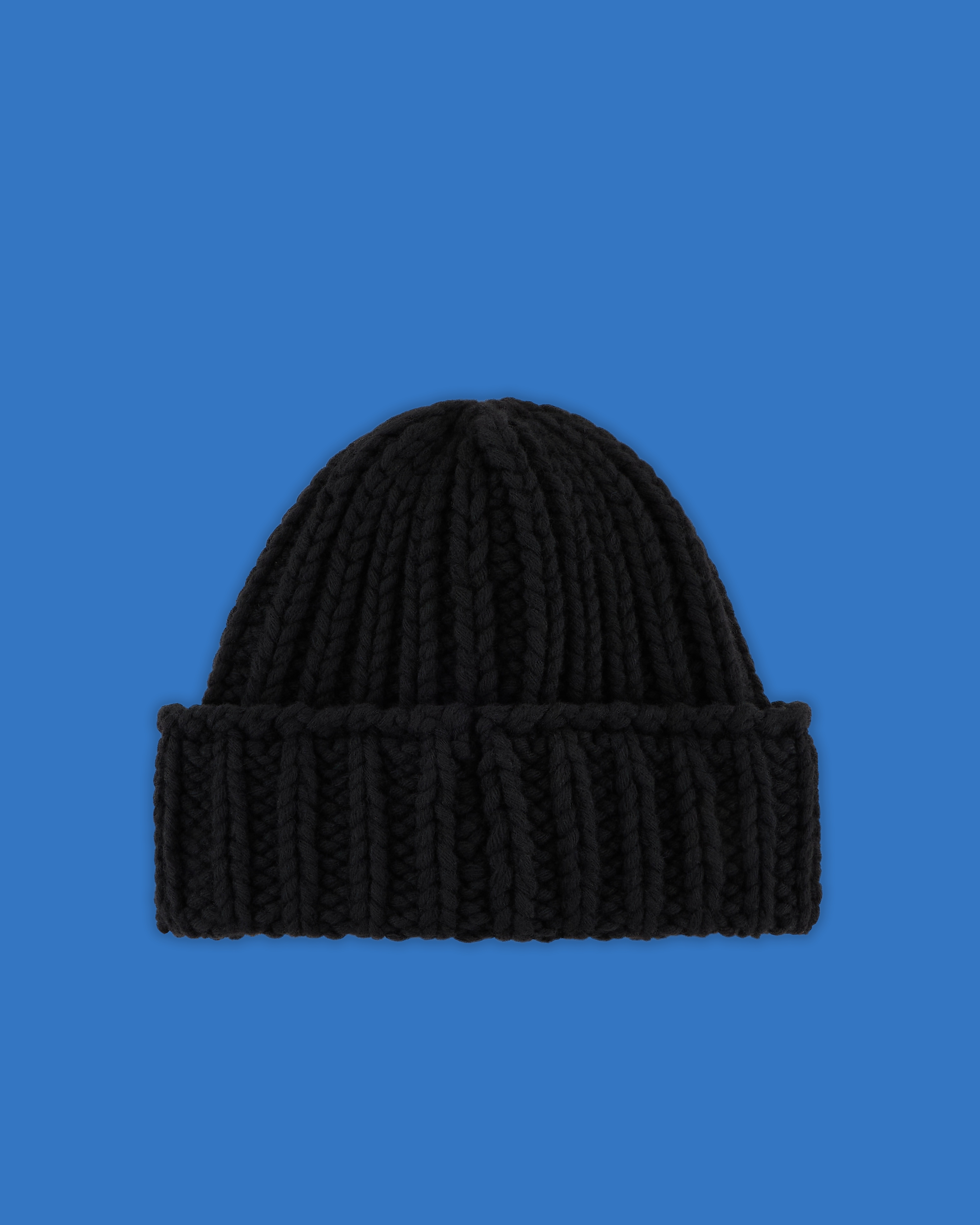 Emporio Armani Asv Black Blue Capsule Collection Ribbed Wool Beanie In Black