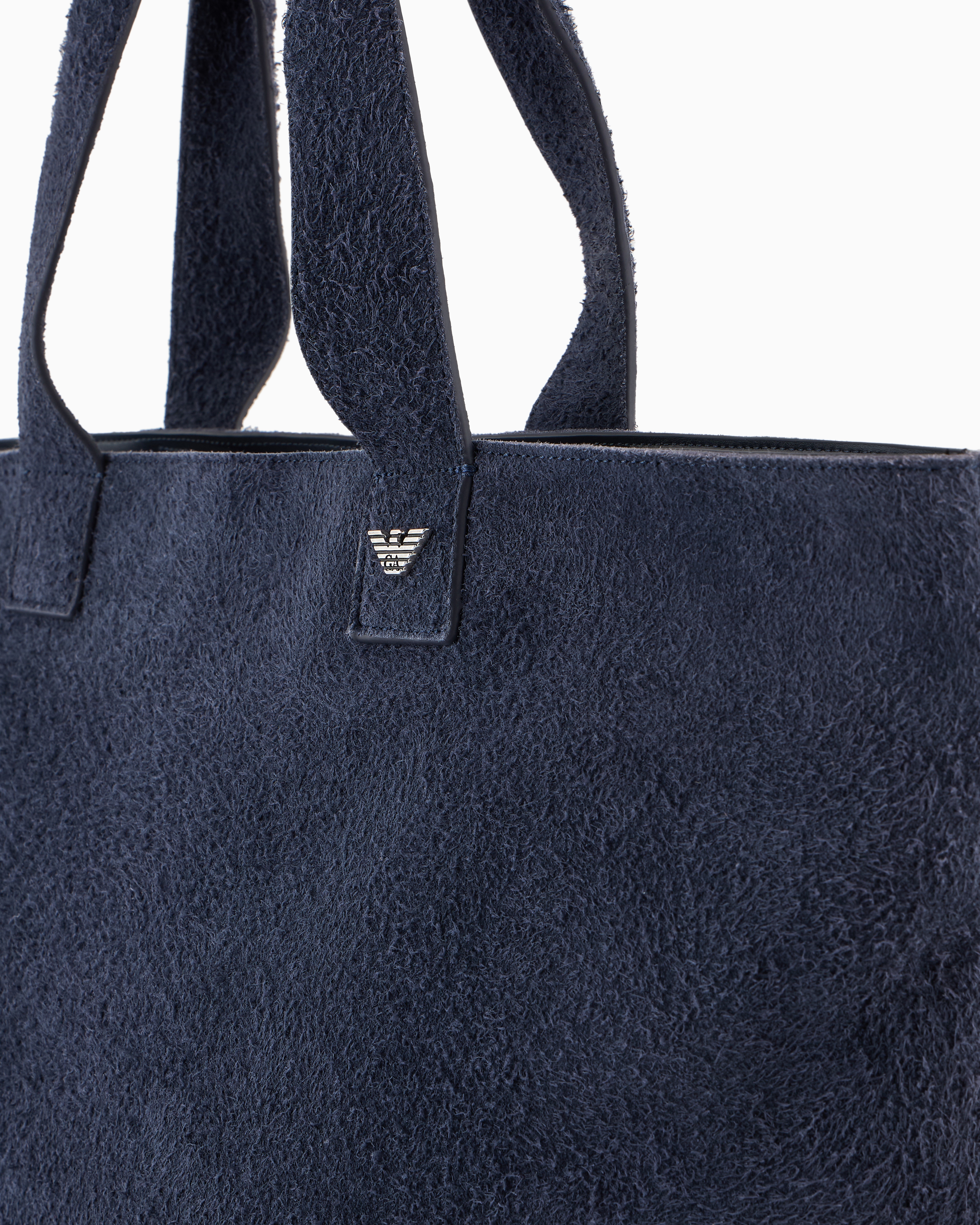 Emporio Armani Asv Oversized Suede Shopper Bag From The Peace Capsule Collection In Blue