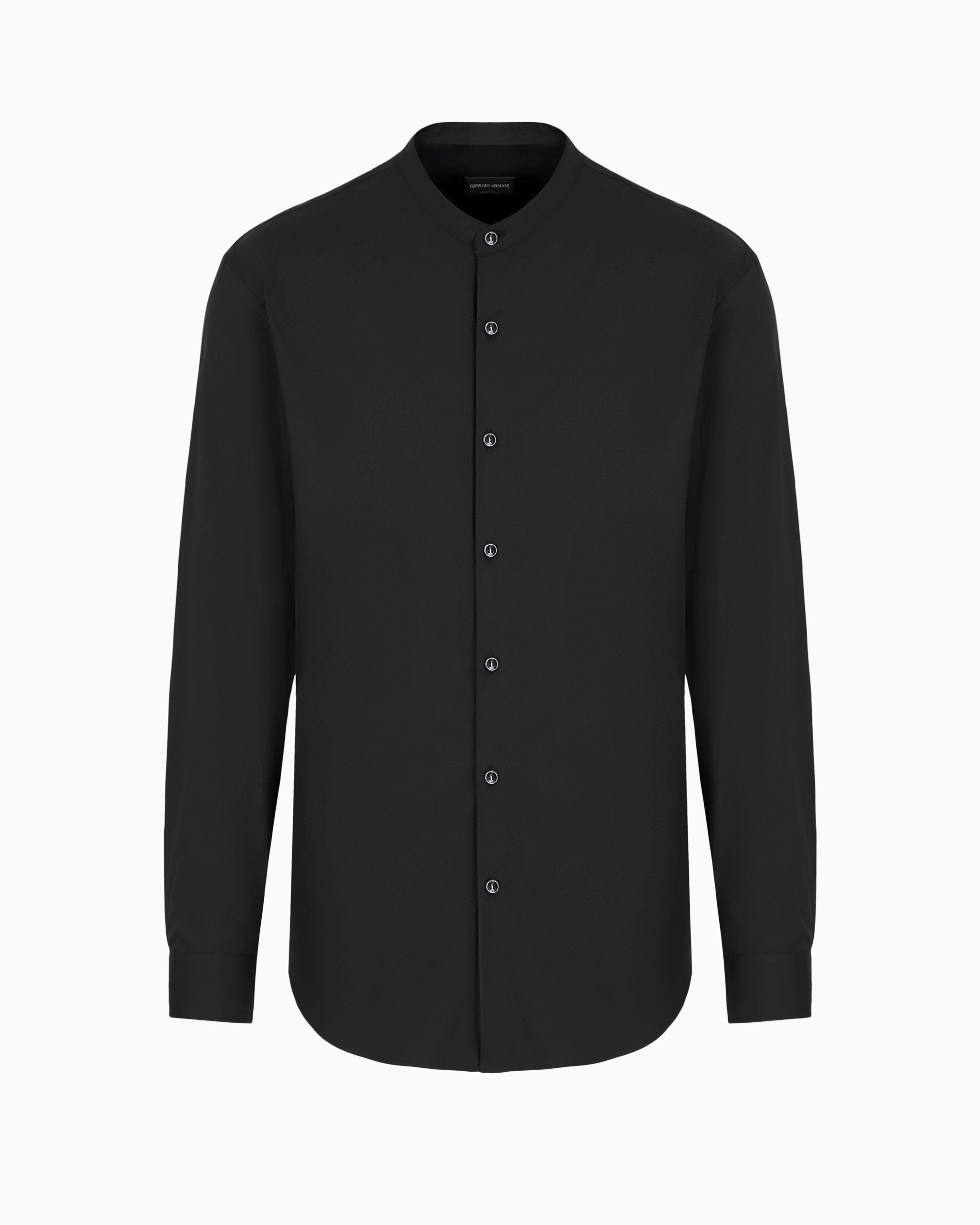 Giorgio Armani Official Store Plain-knit Stretch Cotton Icon Shirt In Black