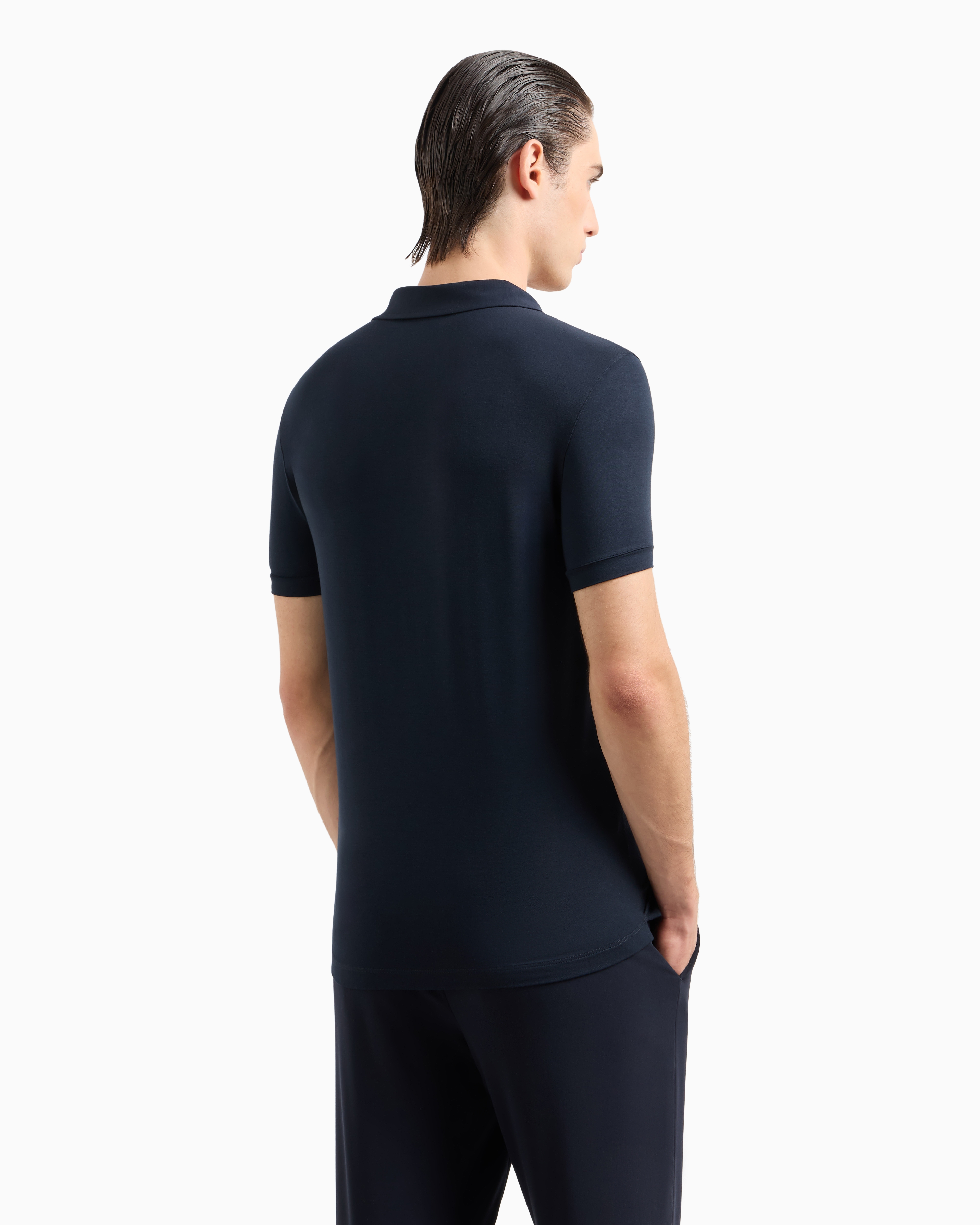 GIORGIO ARMANI STRETCH VISCOSE JERSEY SHORT-SLEEVED POLO SHIRT 