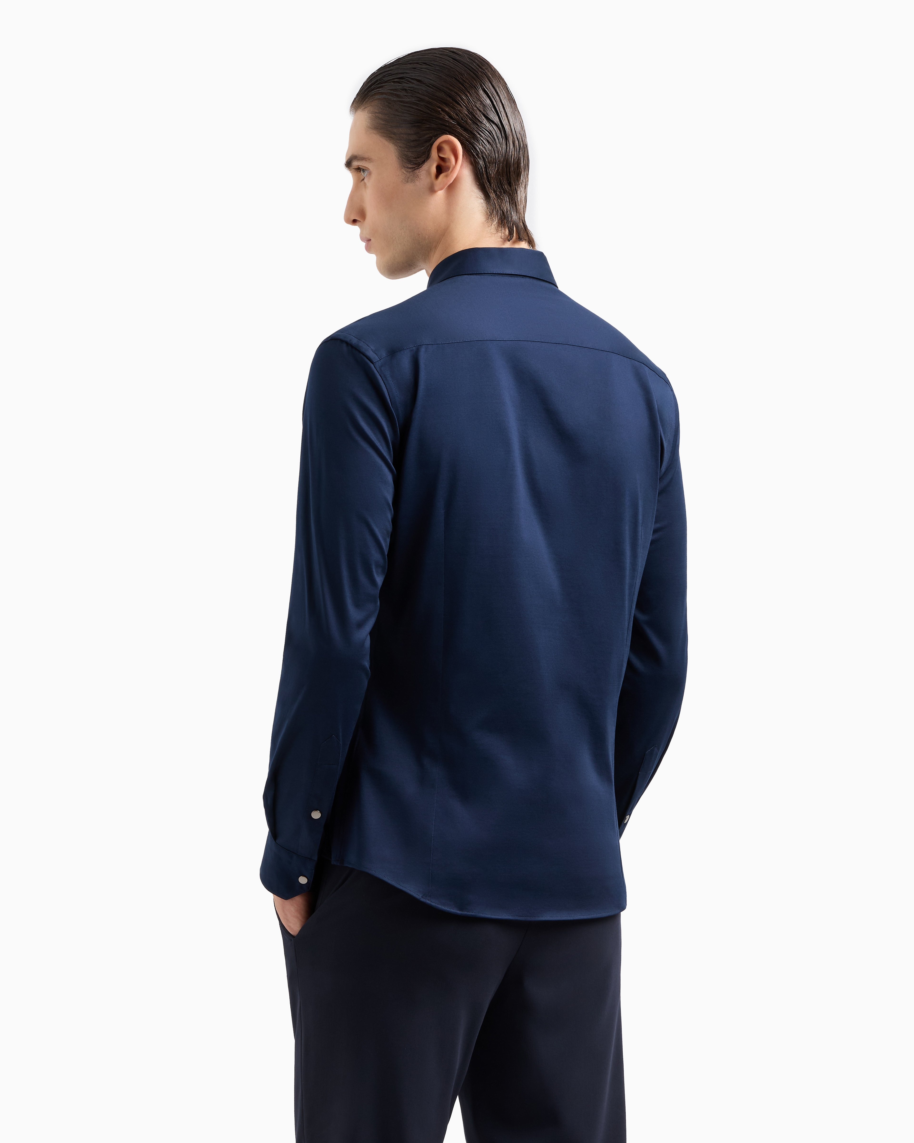 GIORGIO ARMANI COTTON-JERSEY ZIPPED SHIRT 