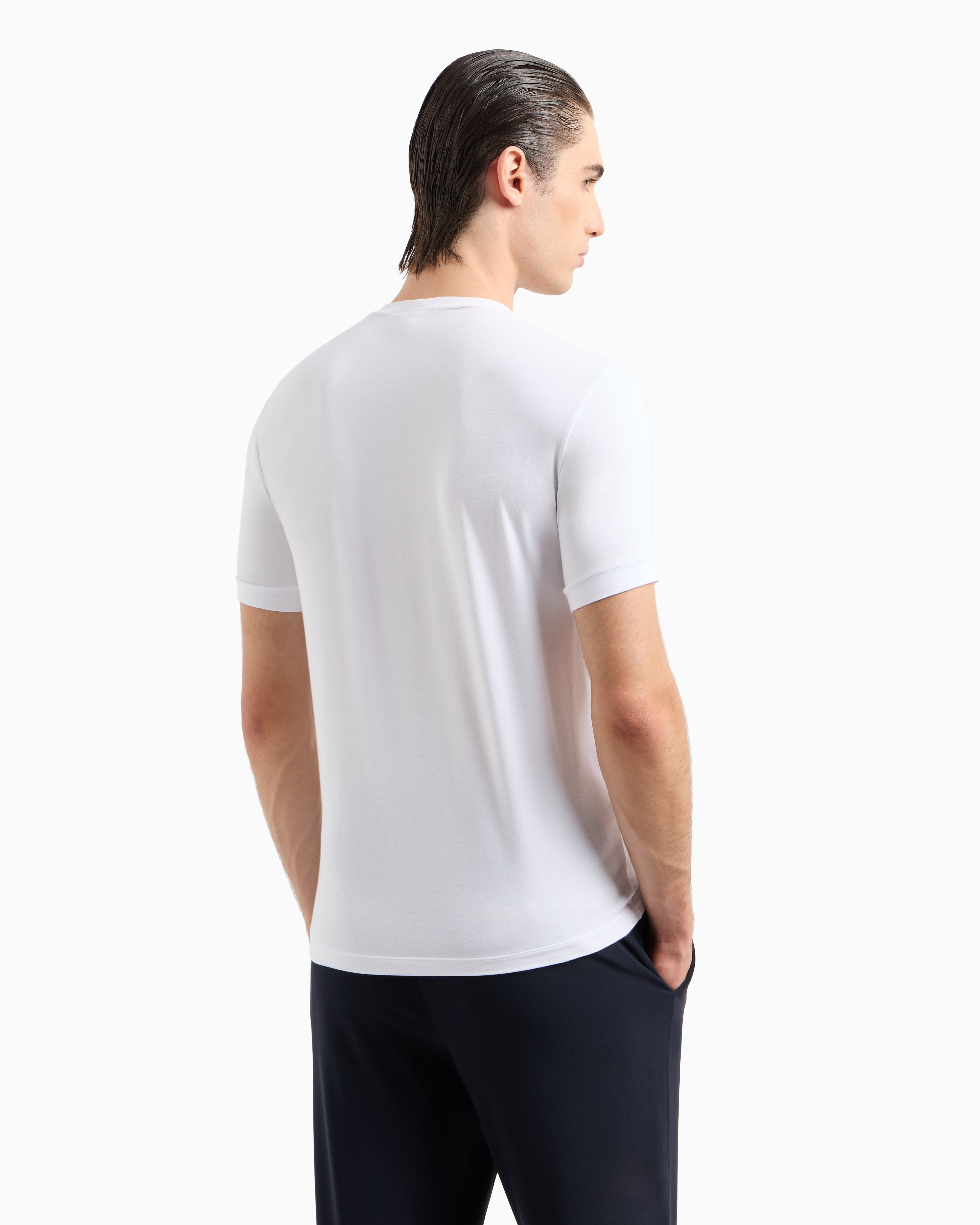Giorgio Armani Logo Viscose T-shirt In White