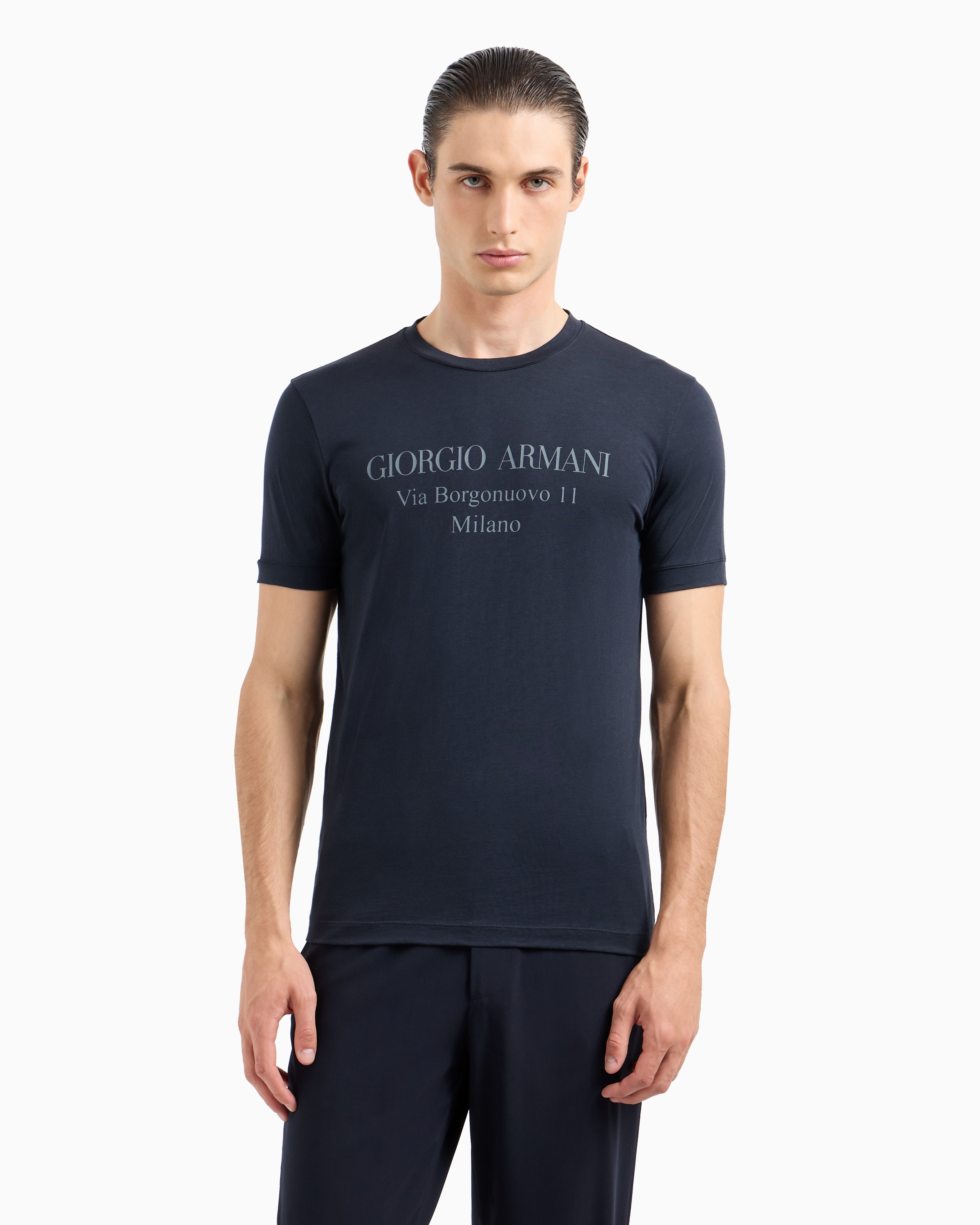 GIORGIO ARMANI BORGONUOVO 11 CREW-NECK T-SHIRT IN PIMA COTTON JERSEY