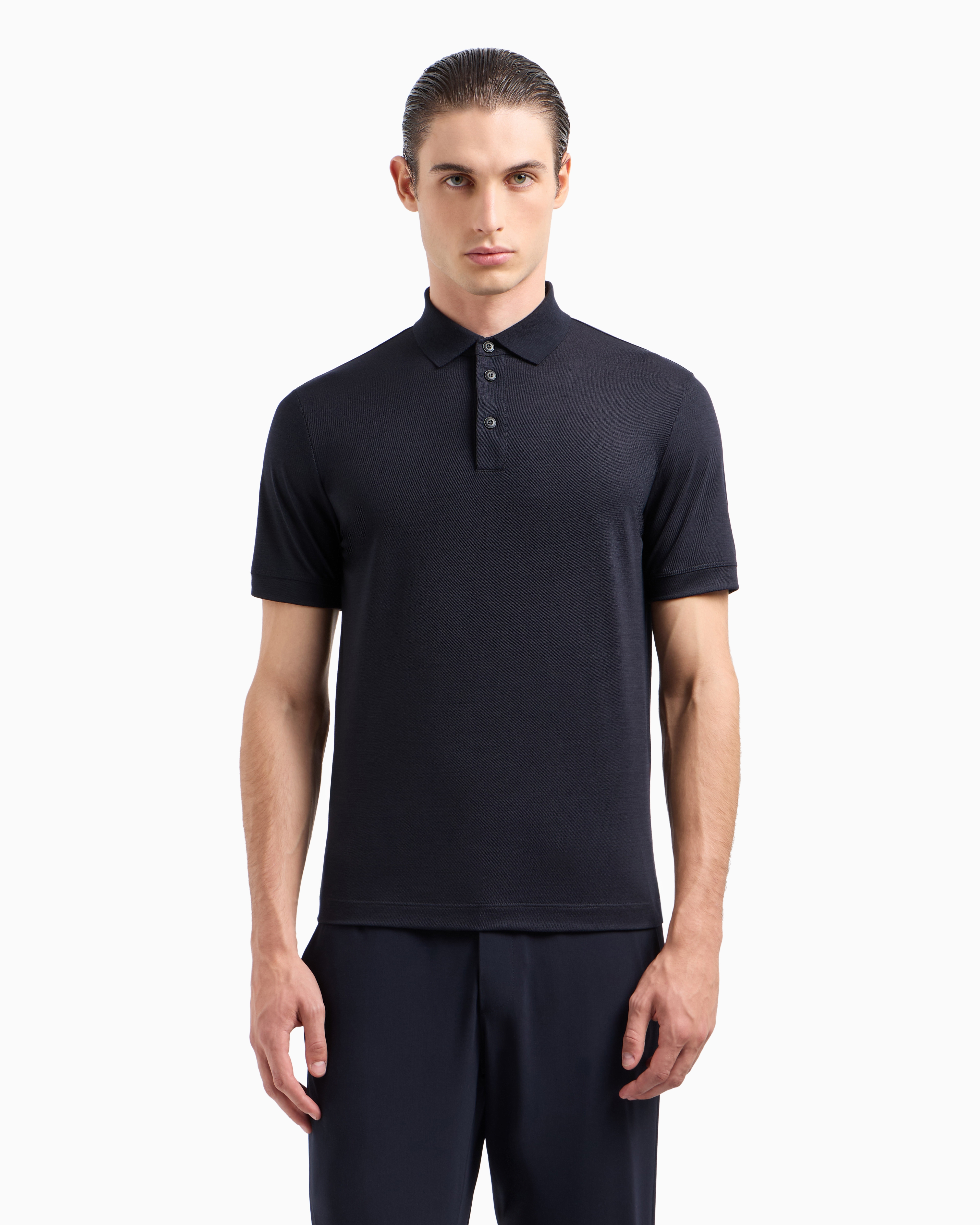 GIORGIO ARMANI PURE VIRGIN-WOOL PIQUÉ POLO SHIRT