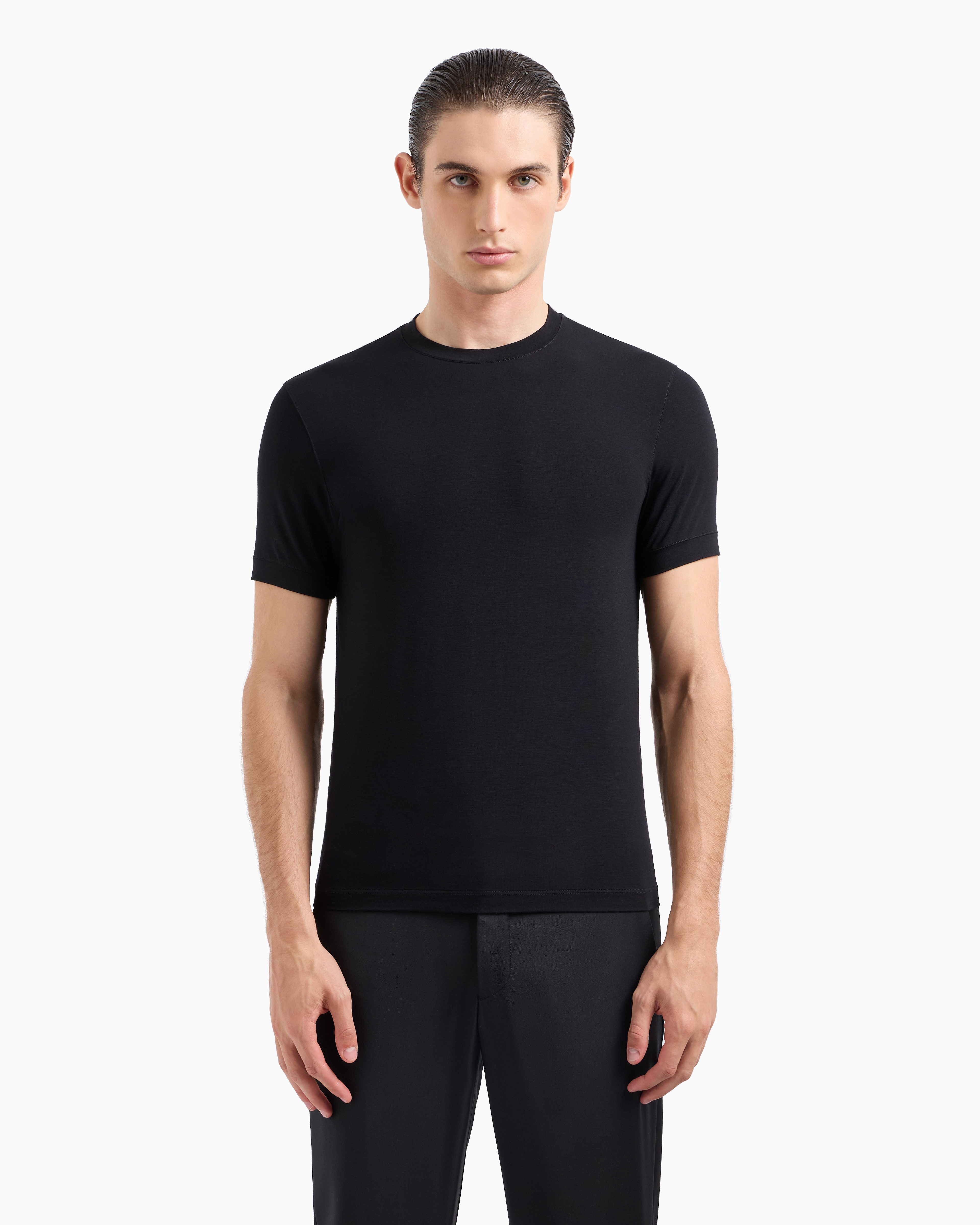 GIORGIO ARMANI ICON CREW-NECK T-SHIRT IN STRETCH VISCOSE JERSEY