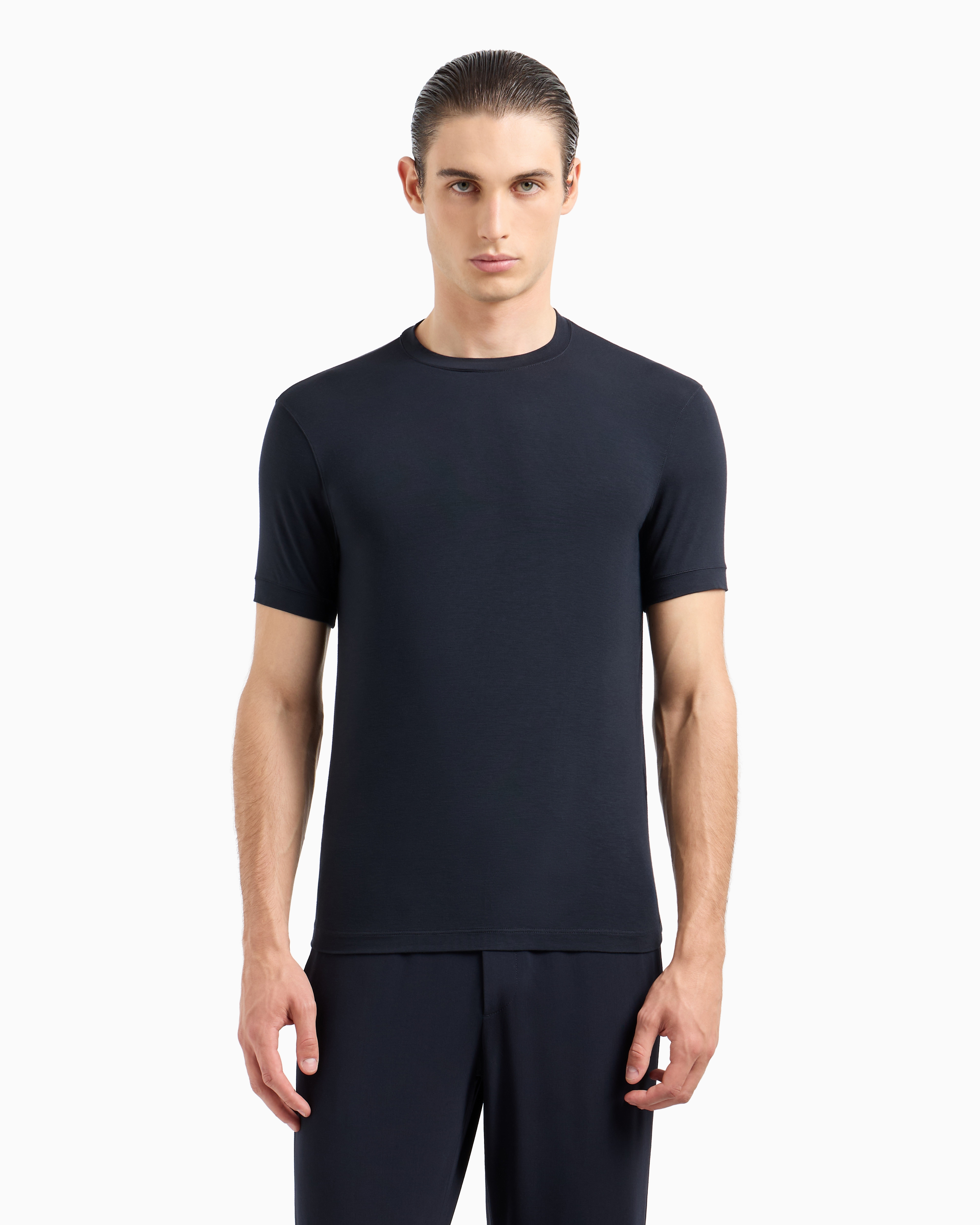 GIORGIO ARMANI ICON CREW-NECK T-SHIRT IN STRETCH VISCOSE JERSEY