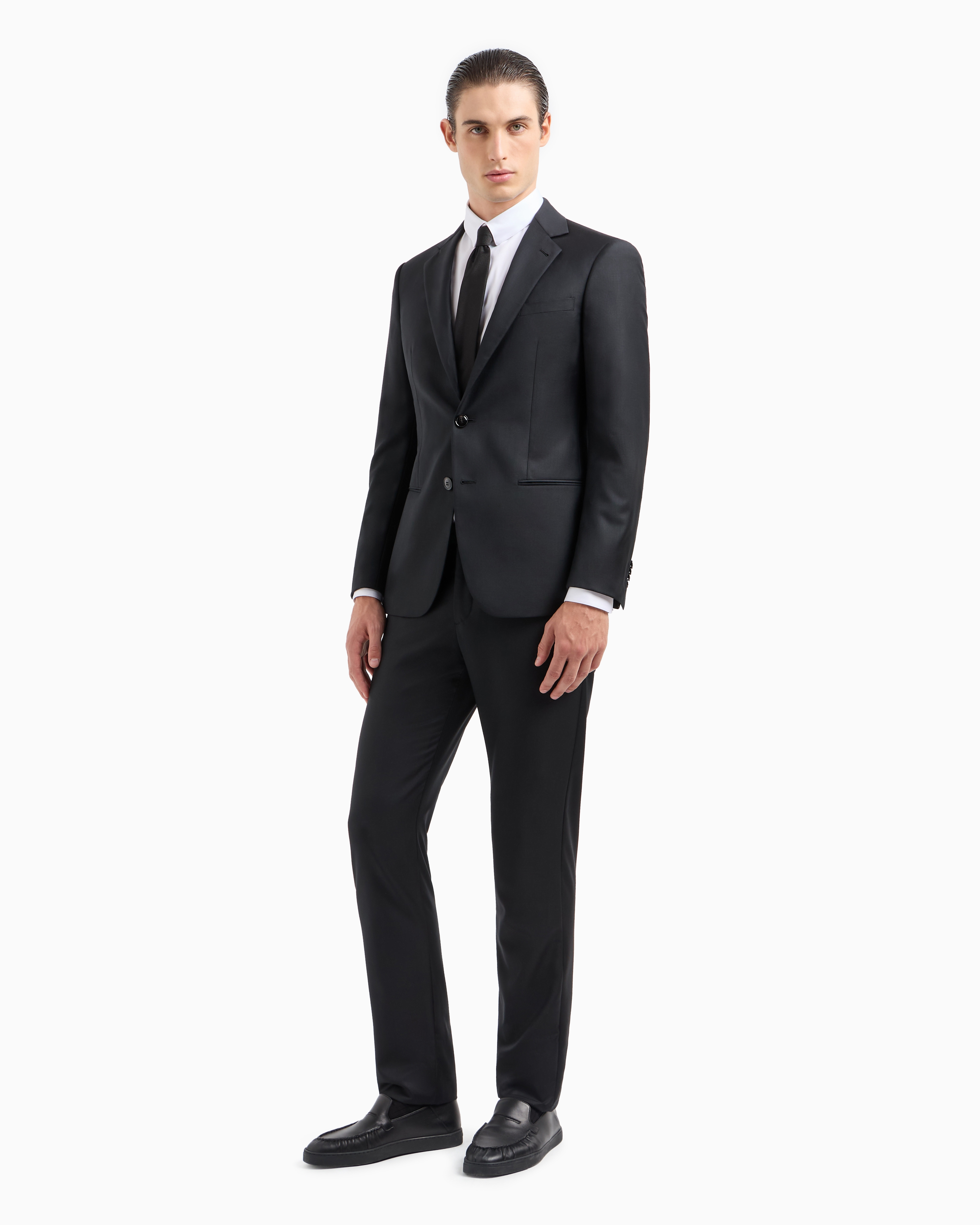 Giorgio Armani Official Store Cotton Twill Shirt In White