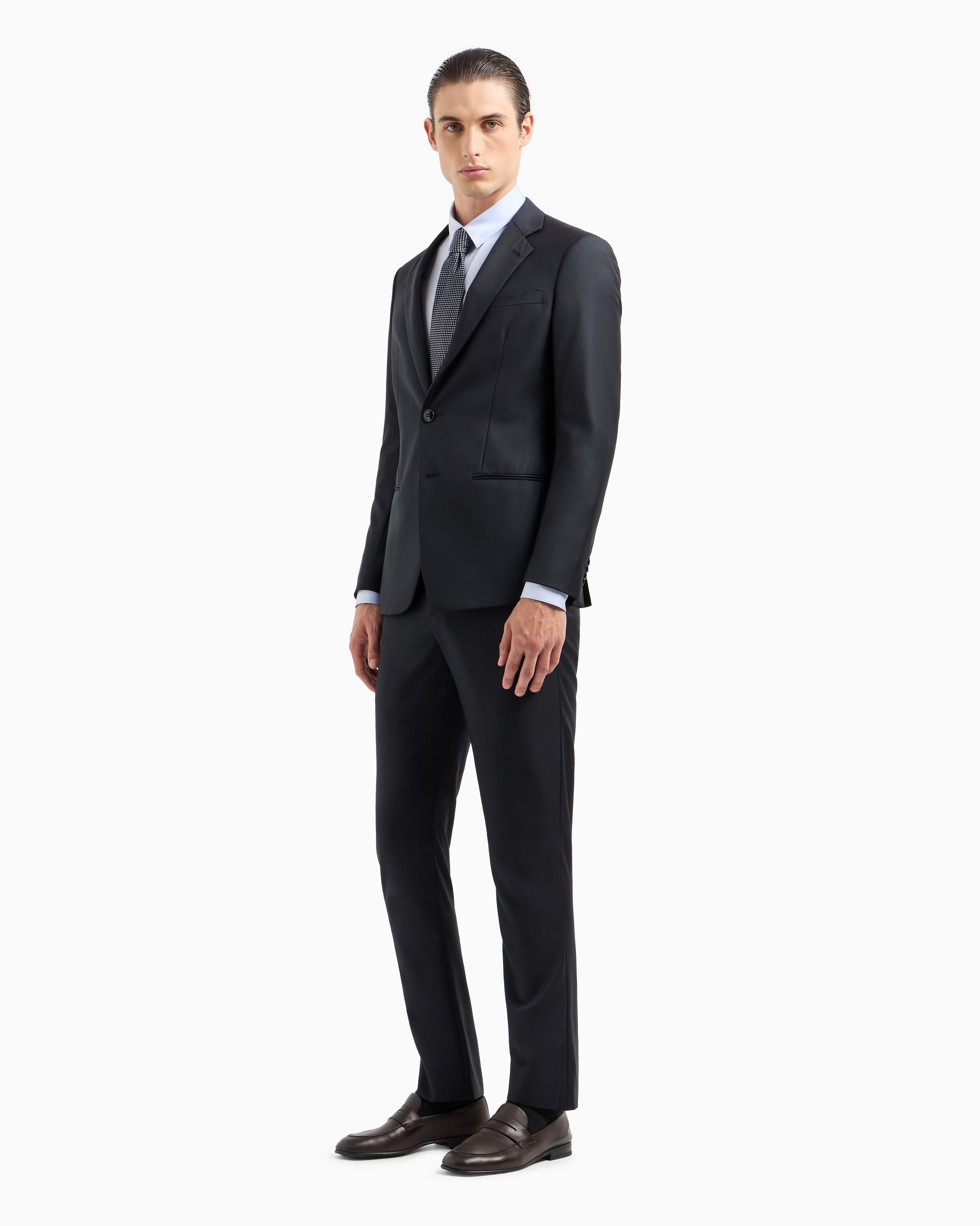 Giorgio Armani Official Store Cotton Twill Shirt In Azure