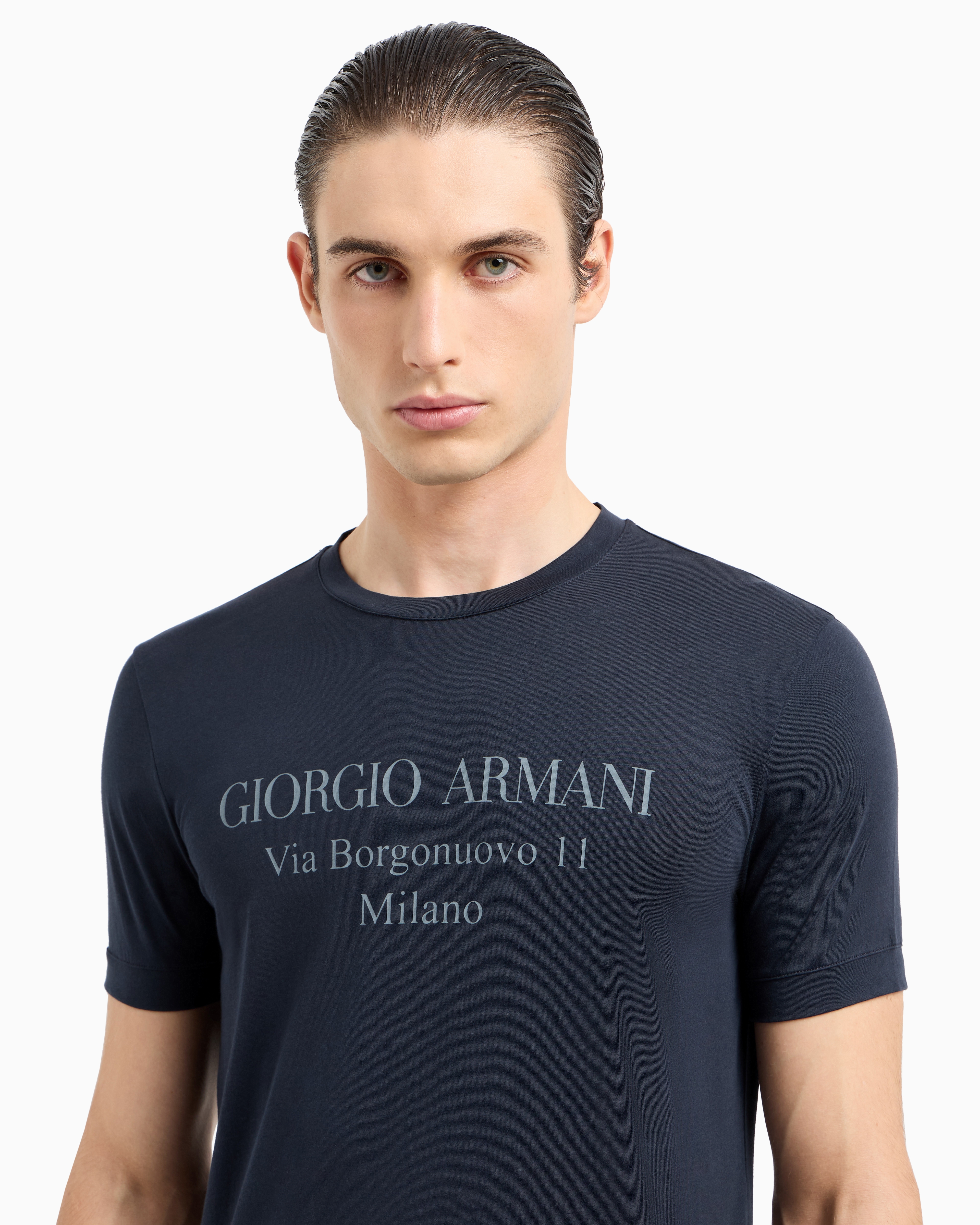GIORGIO ARMANI BORGONUOVO 11 CREW-NECK T-SHIRT IN PIMA COTTON JERSEY