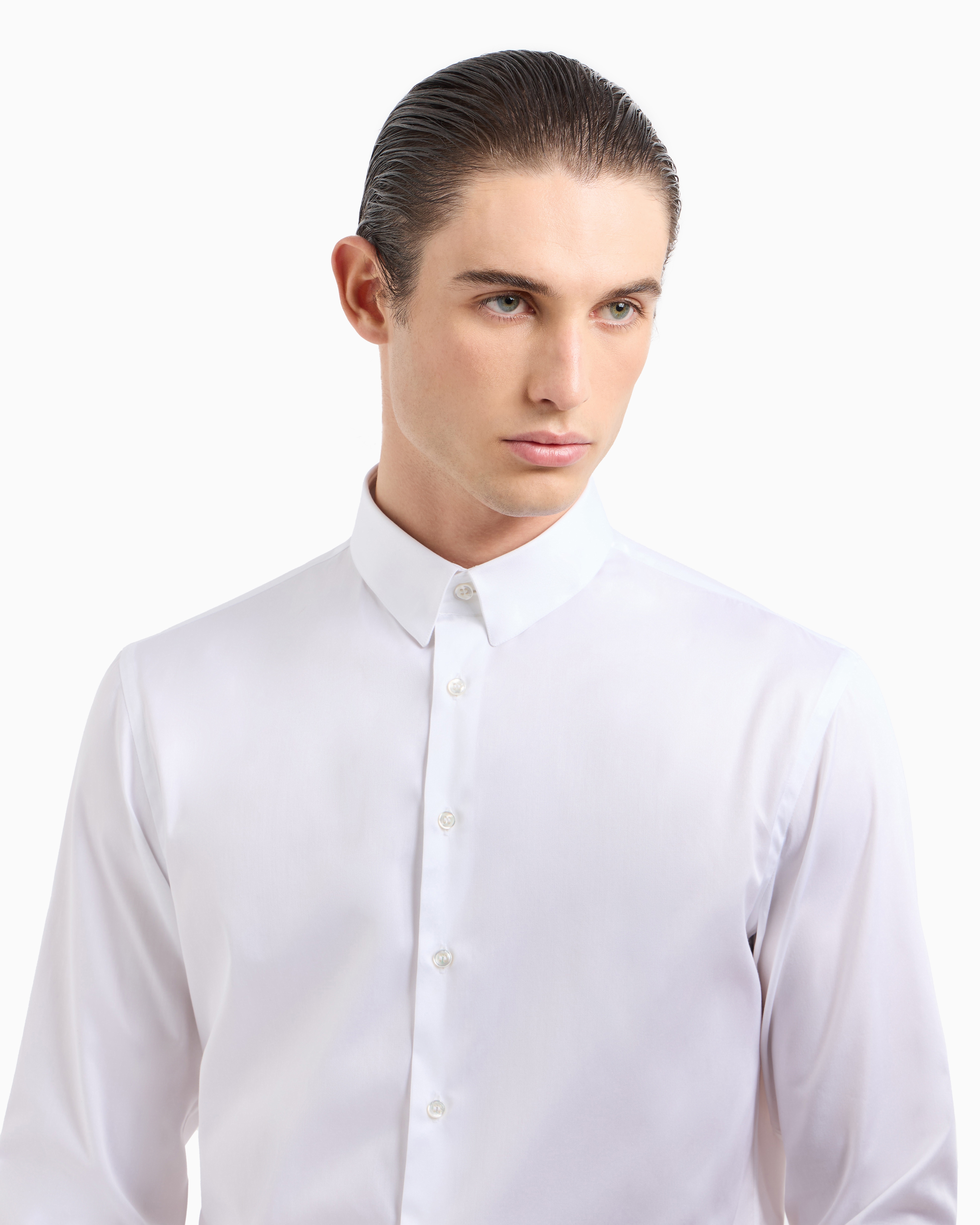 Giorgio Armani Official Store Cotton Twill Shirt In White