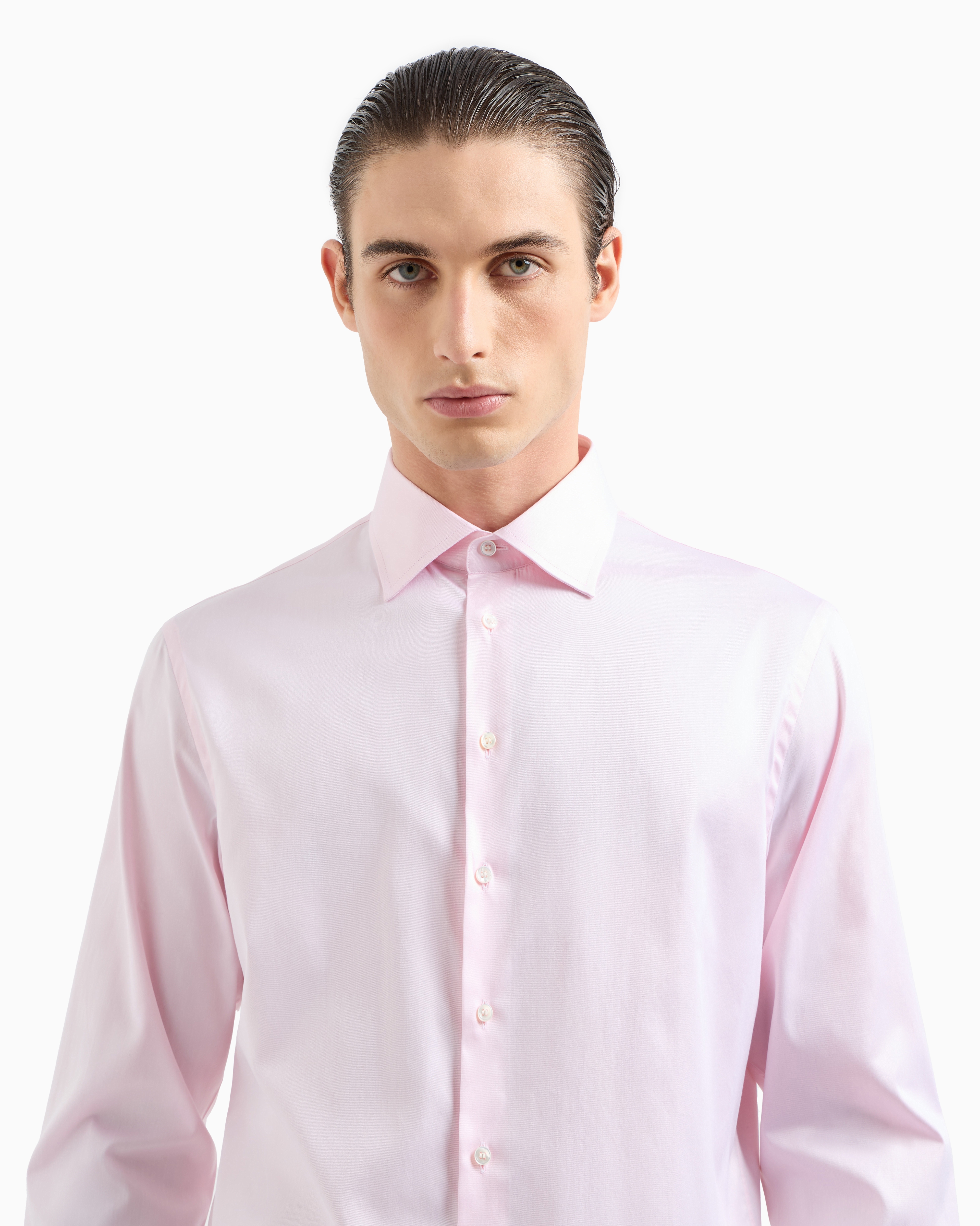 Giorgio Armani Official Store Cotton Twill Shirt In Pink