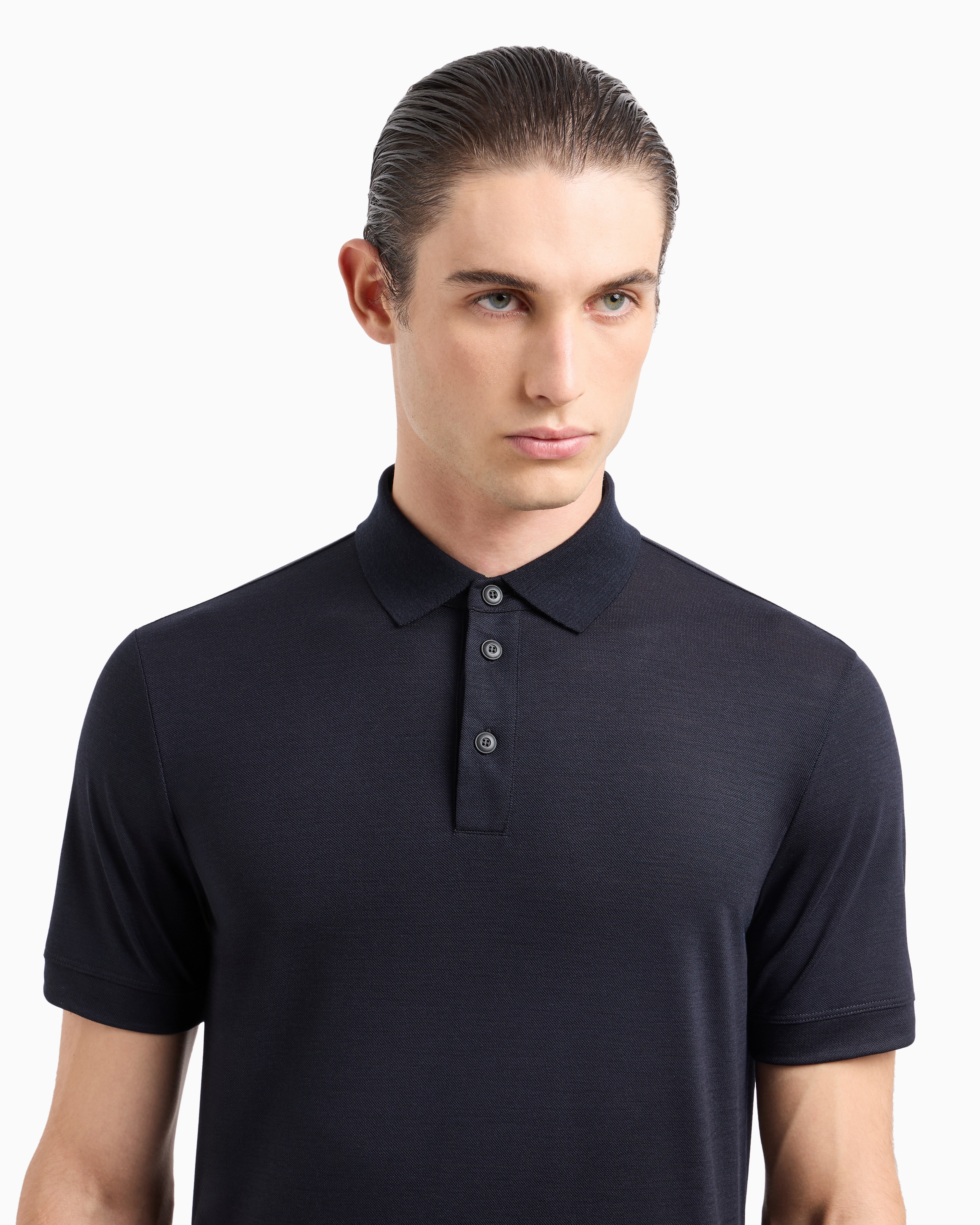GIORGIO ARMANI PURE VIRGIN-WOOL PIQUÉ POLO SHIRT