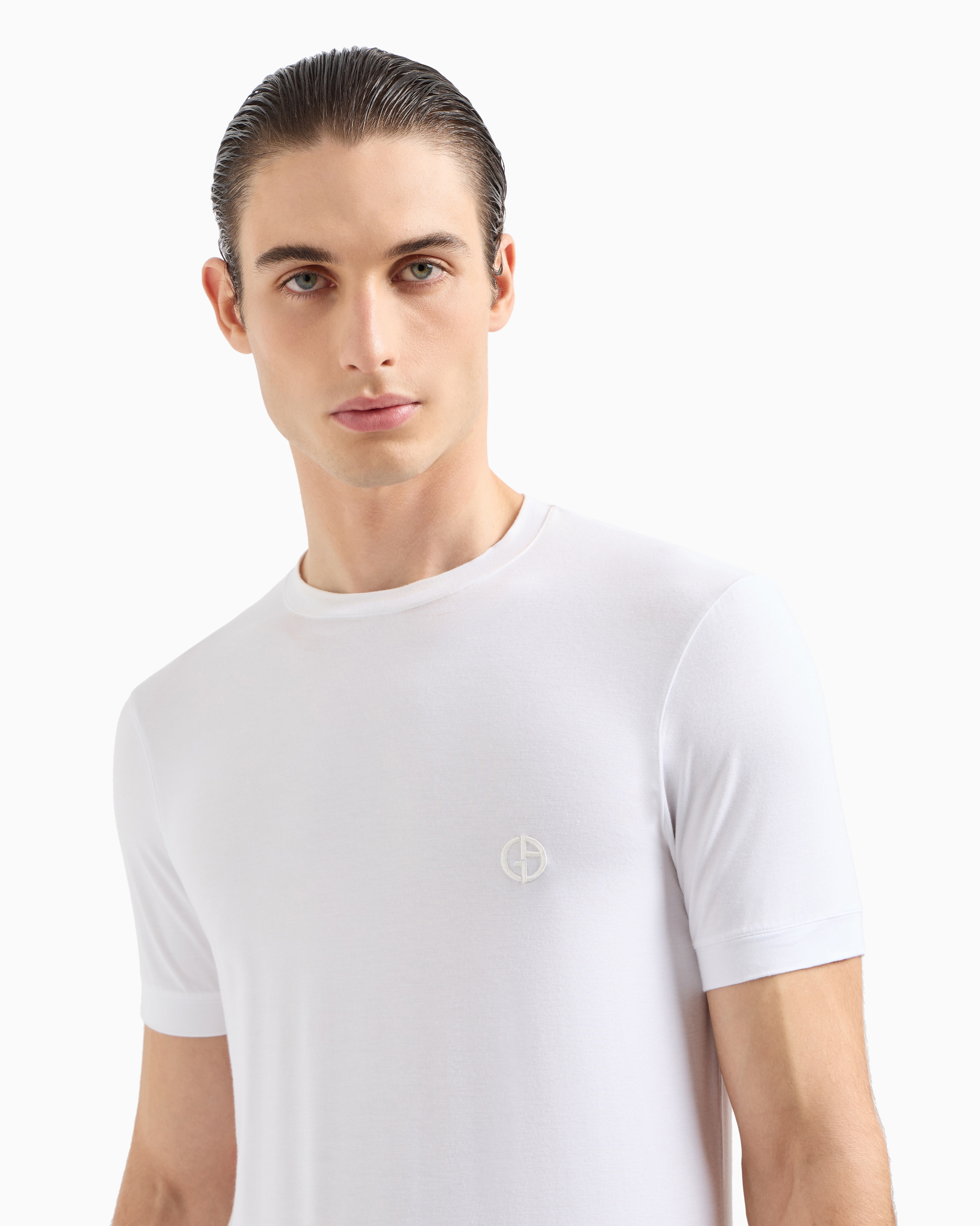 Giorgio Armani Logo Viscose T-shirt In White