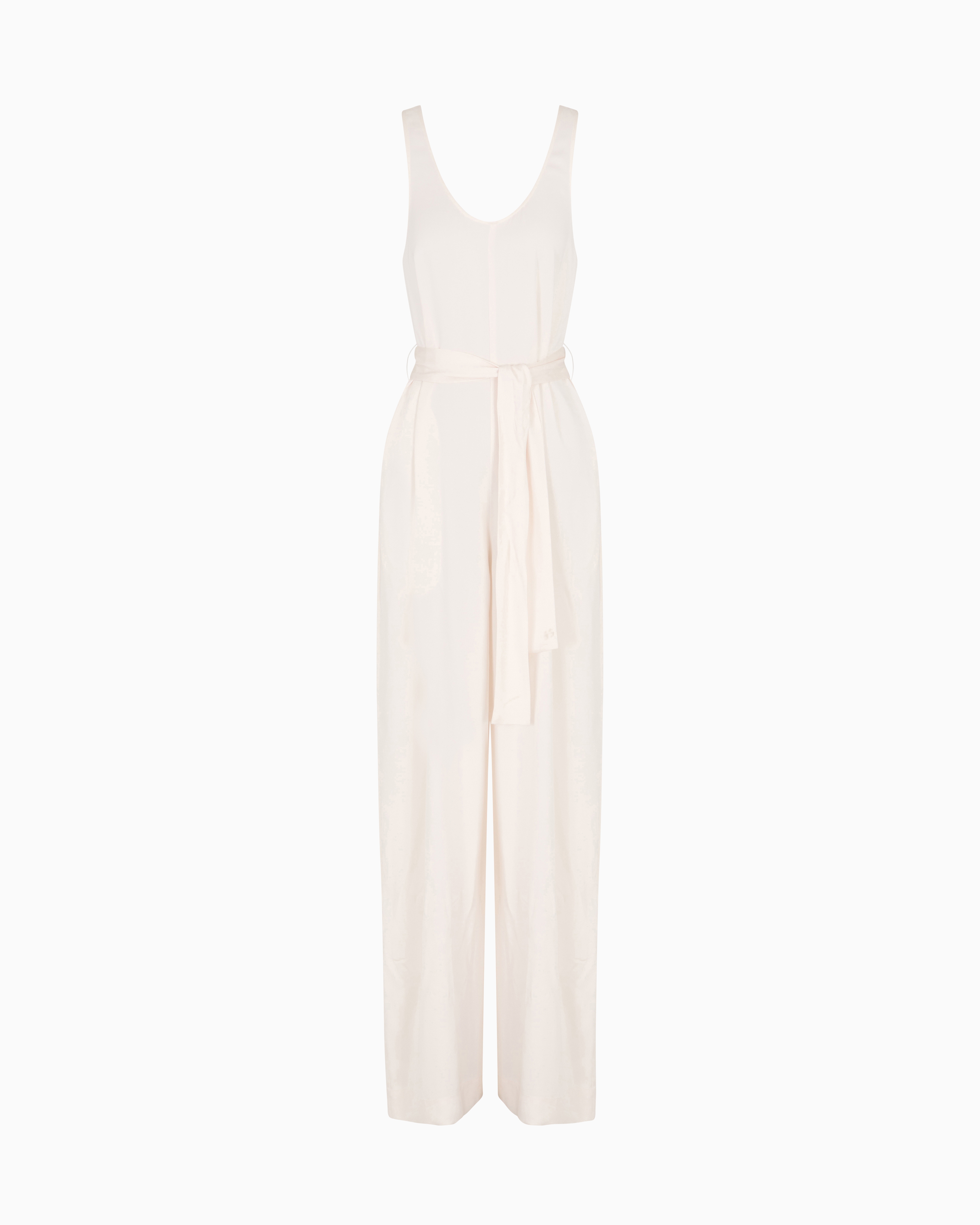 Armani Exchange Belted Jumpsuit In White