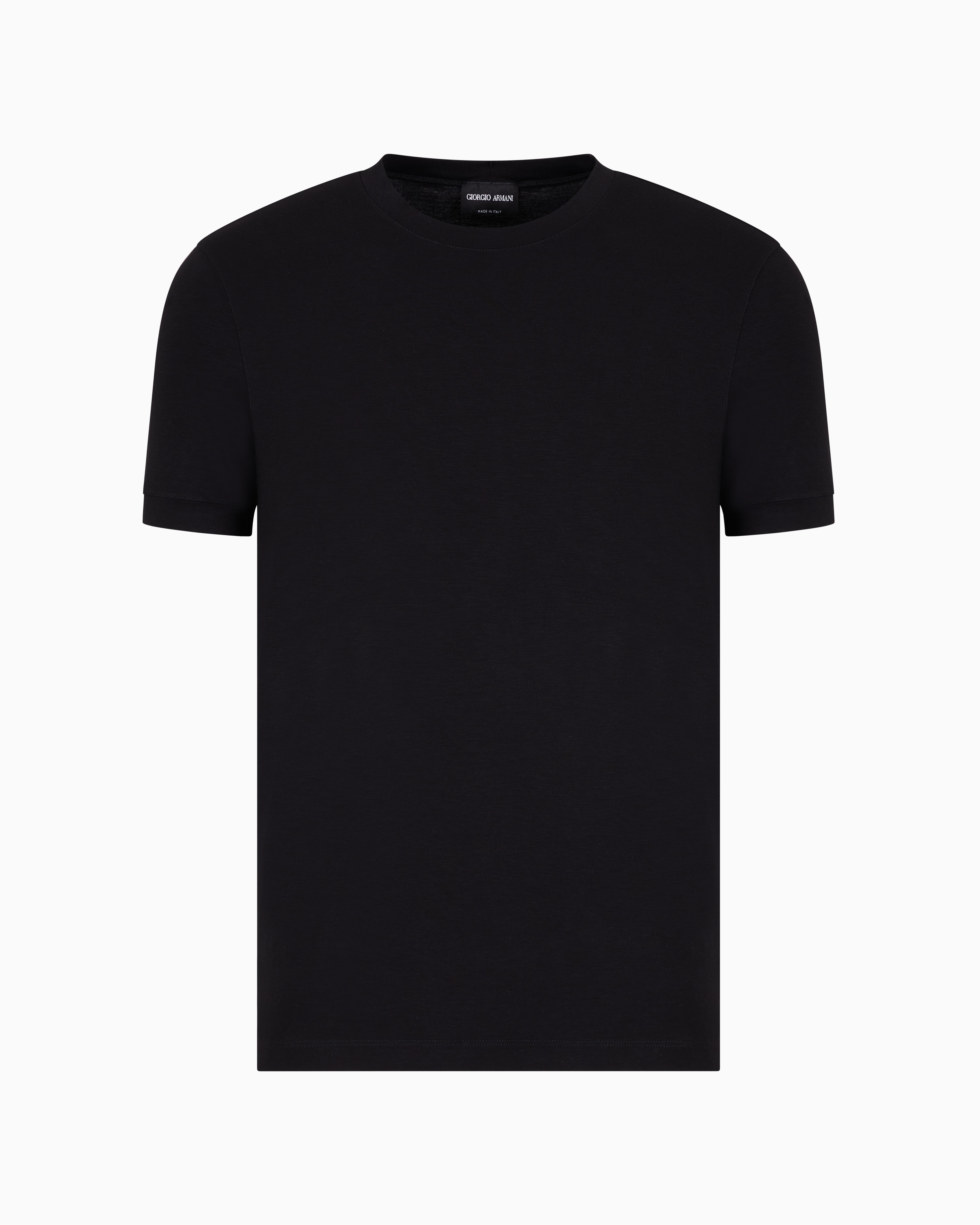 Shop Giorgio Armani Crew-neck Long-sleeved T-shirt In Stretch Viscose Jersey In Black