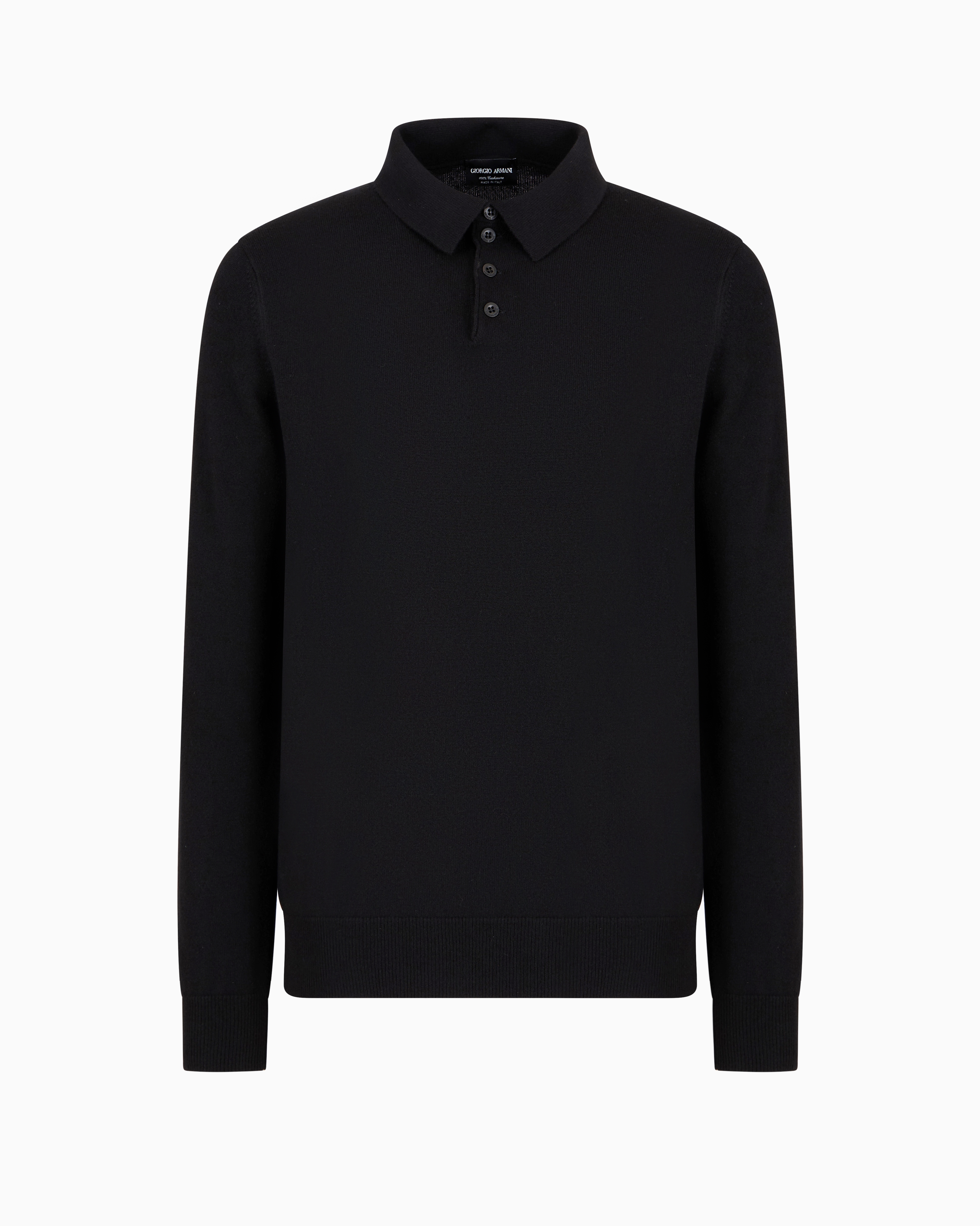 Giorgio Armani Polo-collar Cashmere Jumper In Black