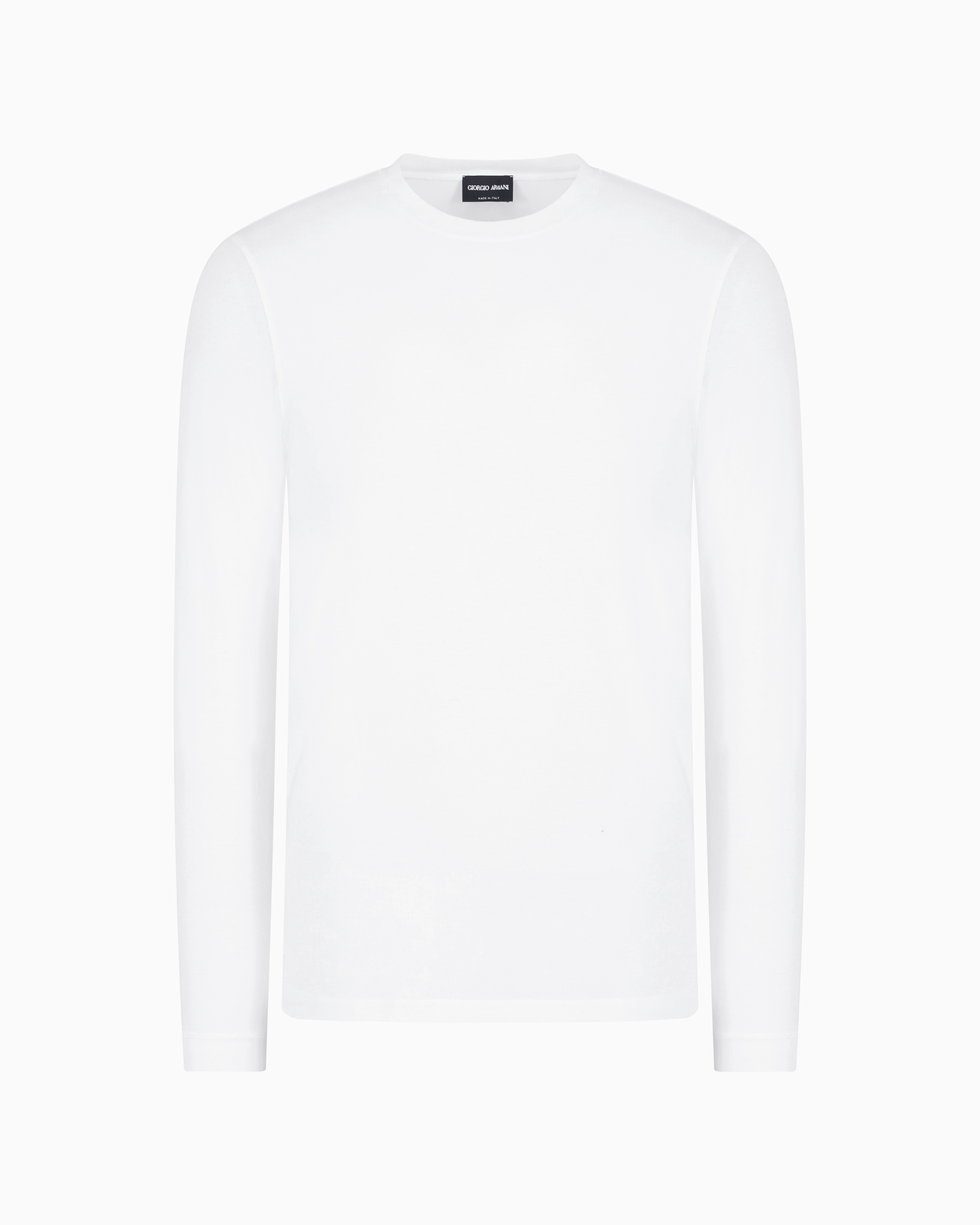 Giorgio Armani Official Store Stretch Viscose Jersey Jumper With Crew Neck And Long Sleeves In White