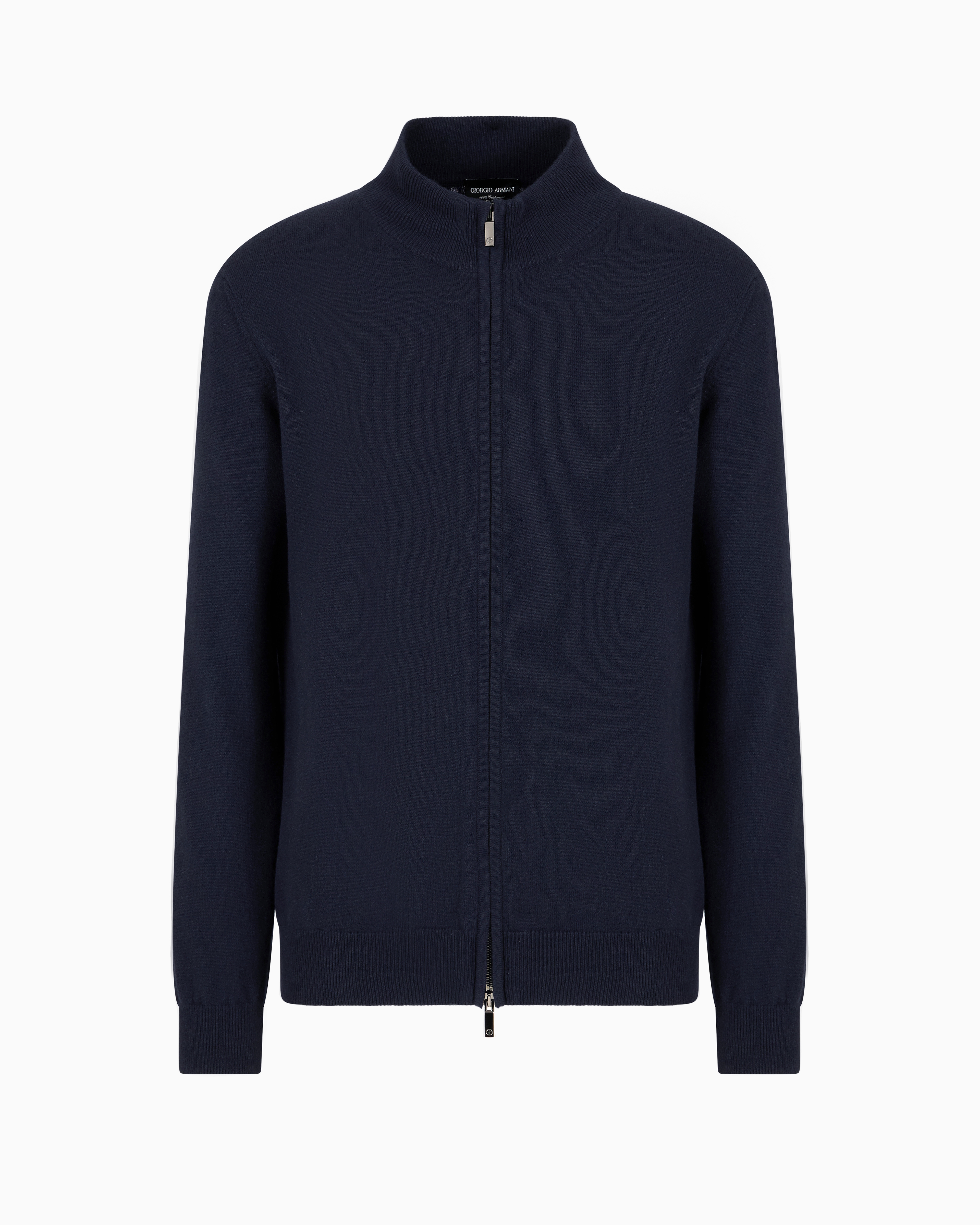 Giorgio Armani Official Store Pure Cashmere Zip-up Cardigan In Navy Blue