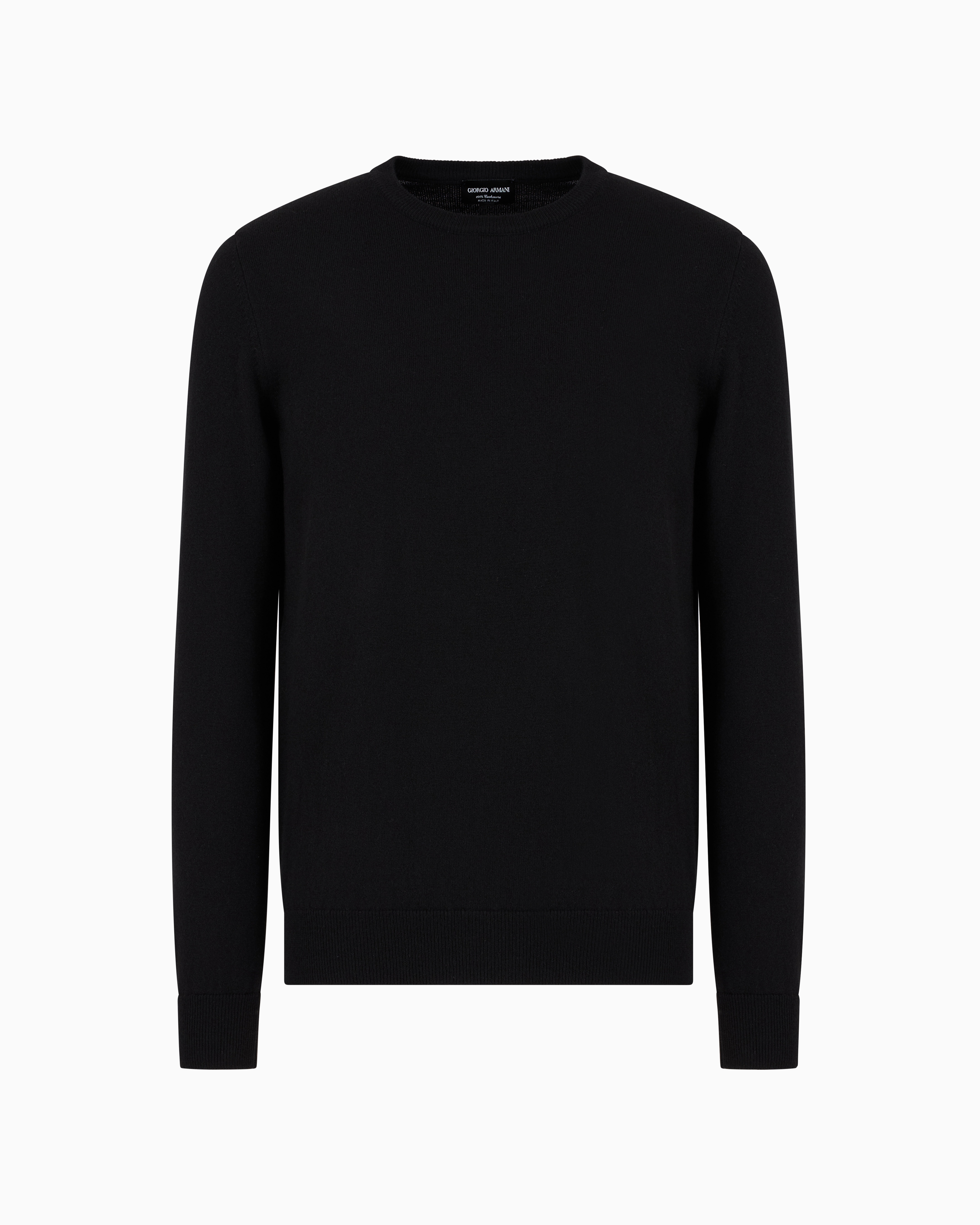 Giorgio Armani Official Store Pure Cashmere Crew-neck Jumper In Black