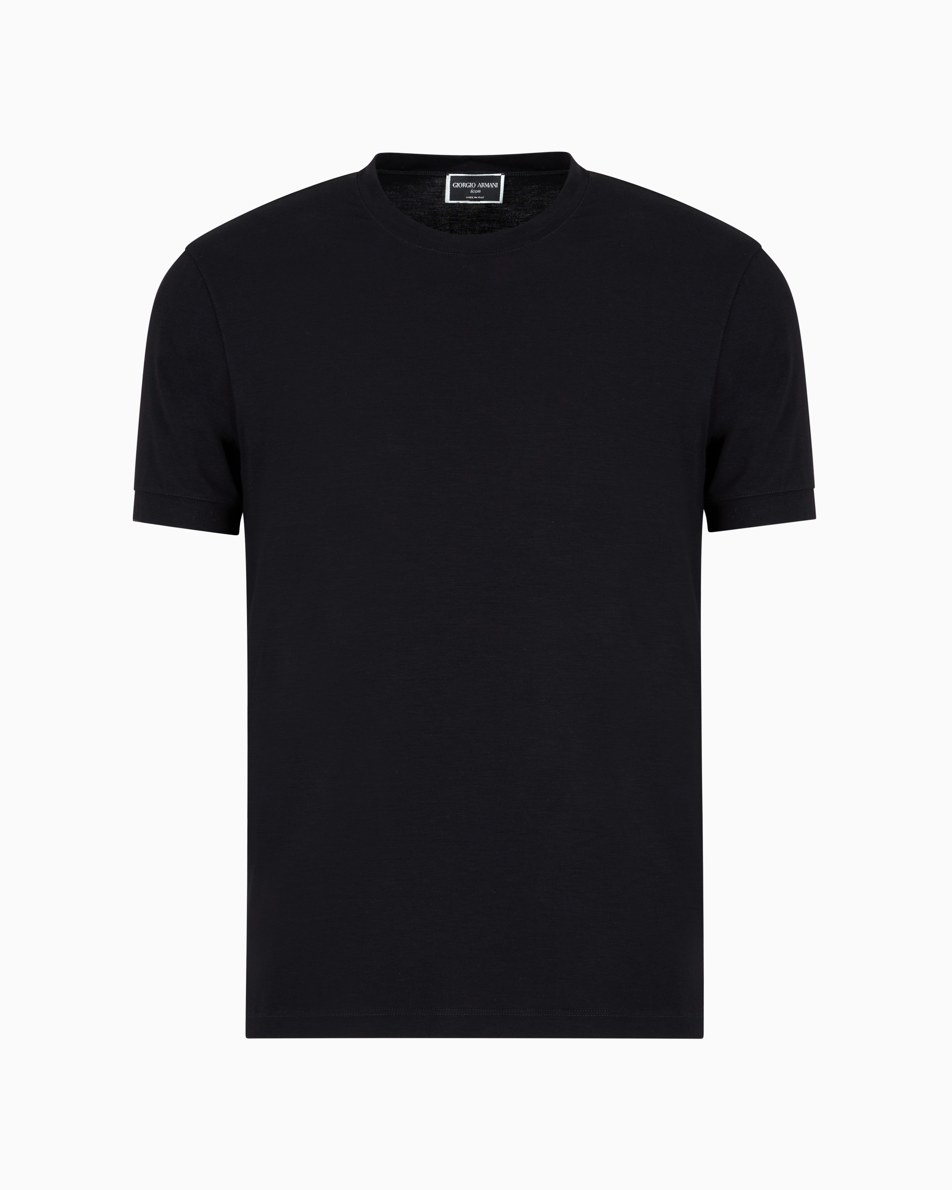 Giorgio Armani Official Store Crew-neck T-shirt In Stretch Viscose Jersey In Black