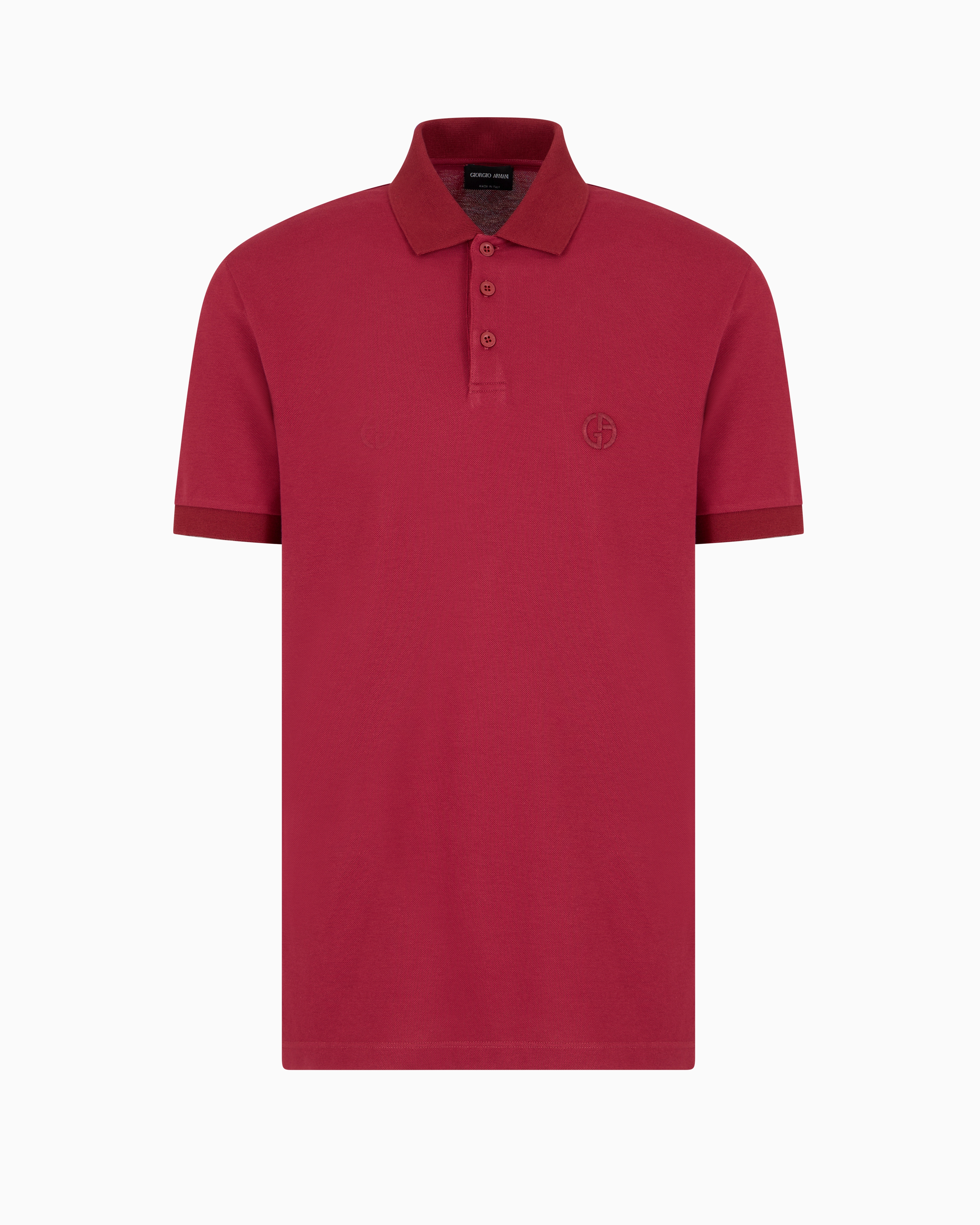 Giorgio Armani Stretch Cotton Piqué Polo Shirt In Bordeaux