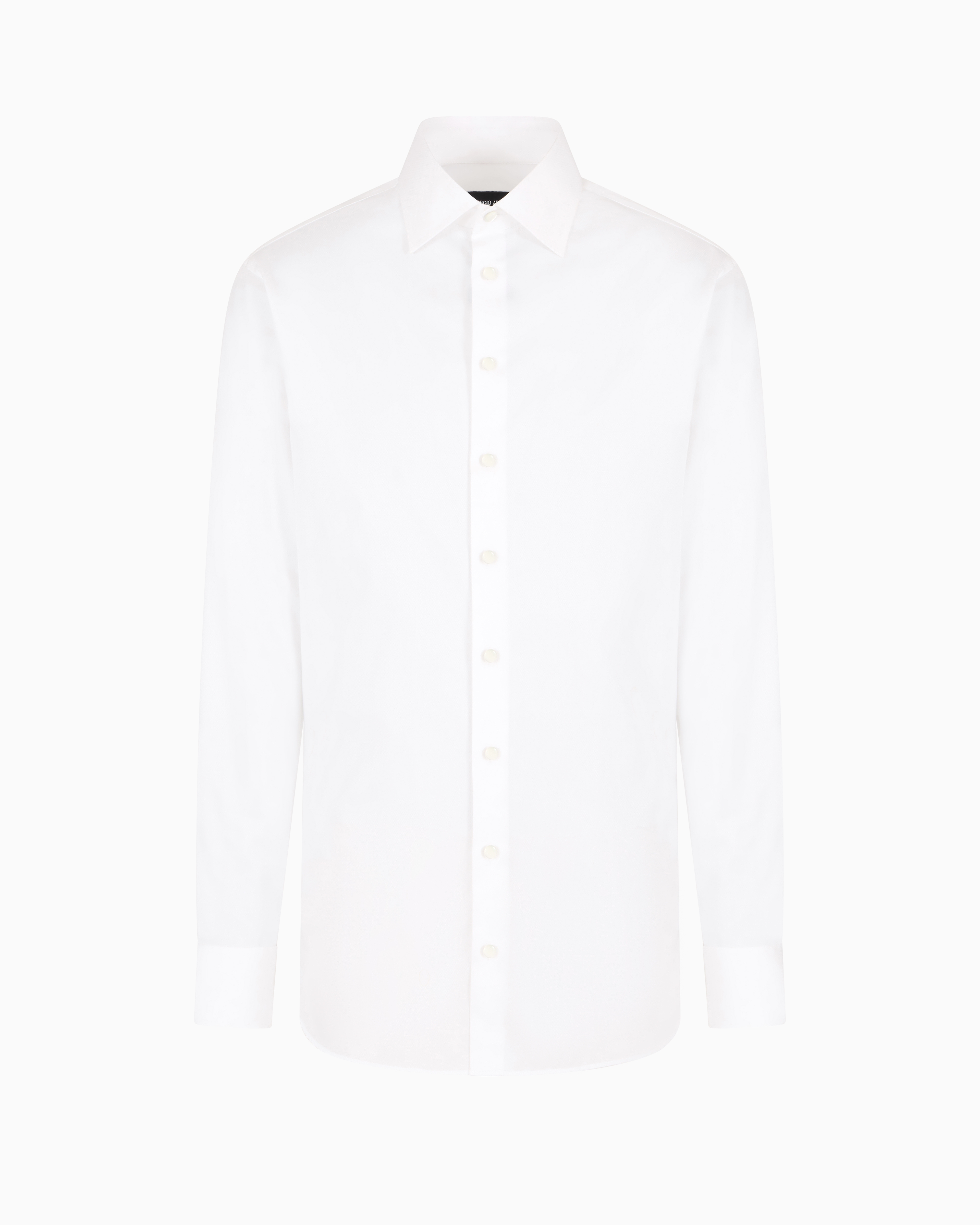 Giorgio Armani Official Store Regular-fit Shiny-effect Cotton Shirt In White